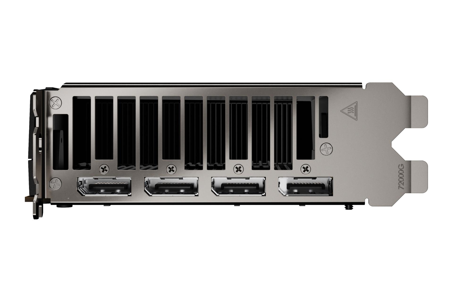 نمای پنل کارت گرافیک AMD رادئون پرو W7700 با نمایش منافذ عبور هوا و درگاه های خروجی تصویر