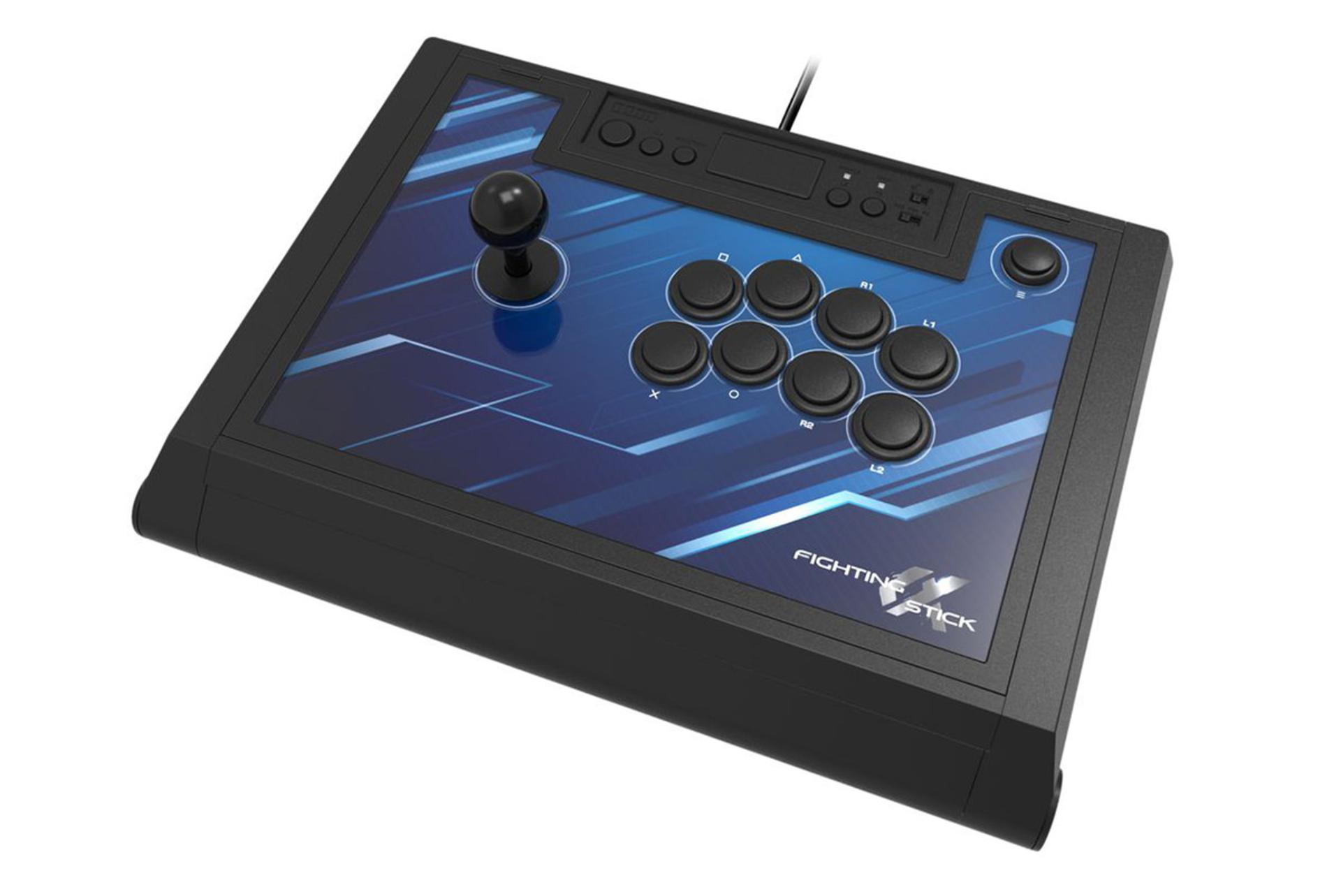 دسته بازی هوری HORI Fighting Stick Alpha for PlayStation 5 نمای بالا و راست رنگ آبی