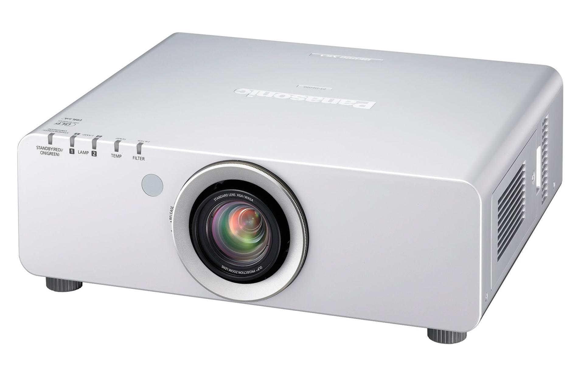 ویدیو پروژکتور پاناسونیک Panasonic PT-D6000E نمای جلو و راست