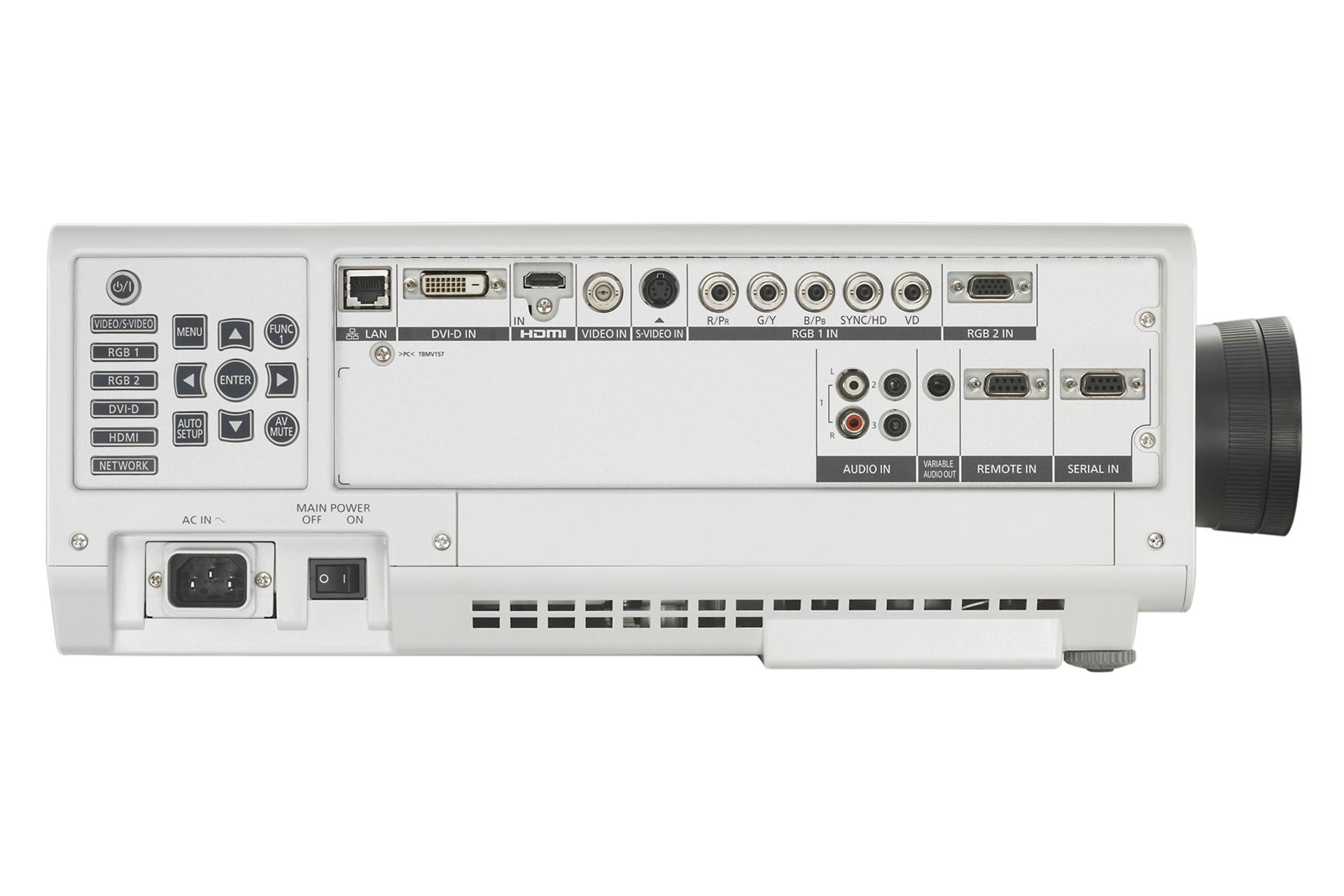 ویدیو پروژکتور پاناسونیک Panasonic PT-DX500 نمای جانبی و درگاه ها