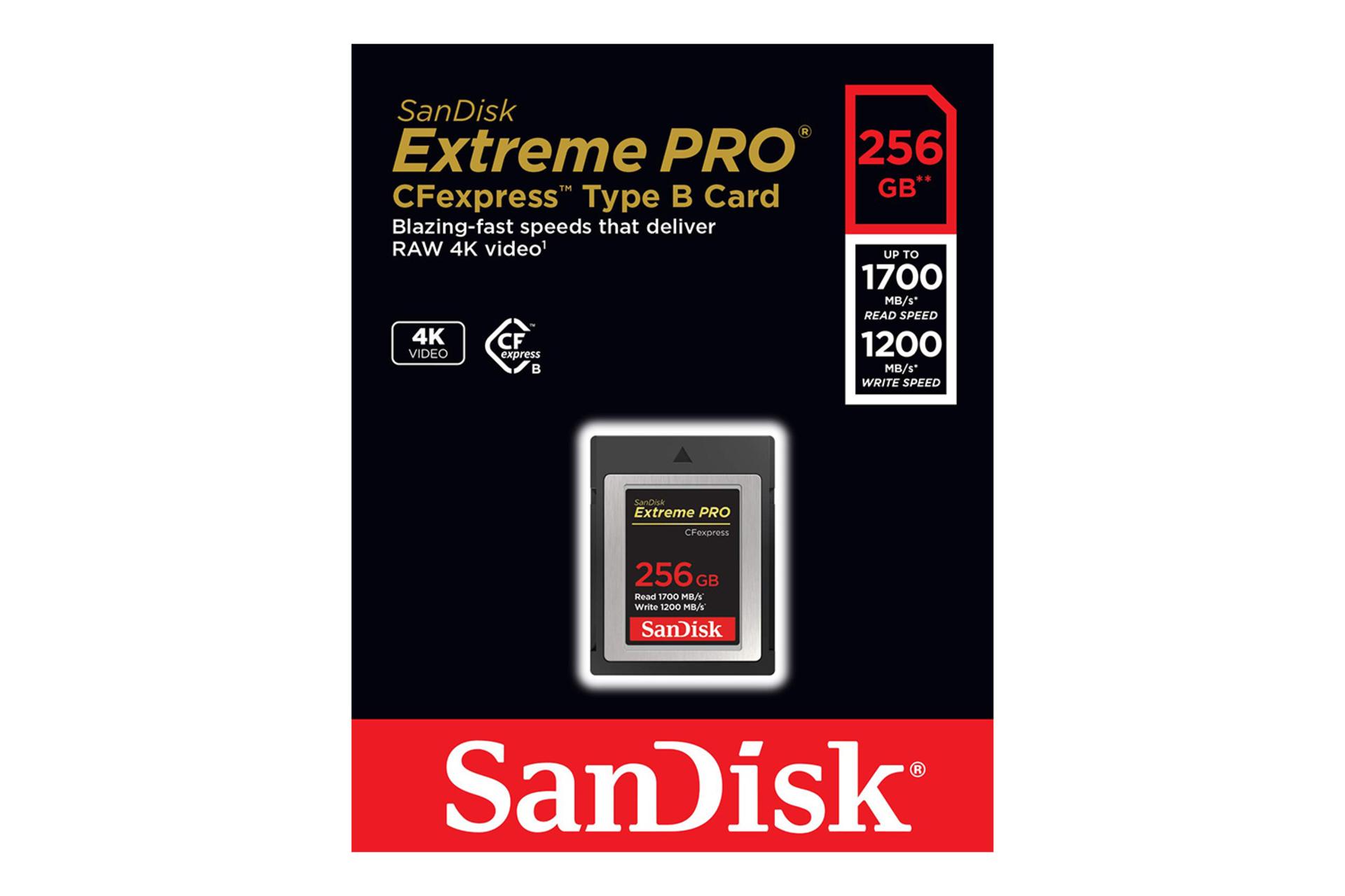 جعبه کارت حافظه سن‌دیسک SanDisk Extreme Pro CFexpress Type B 256GB