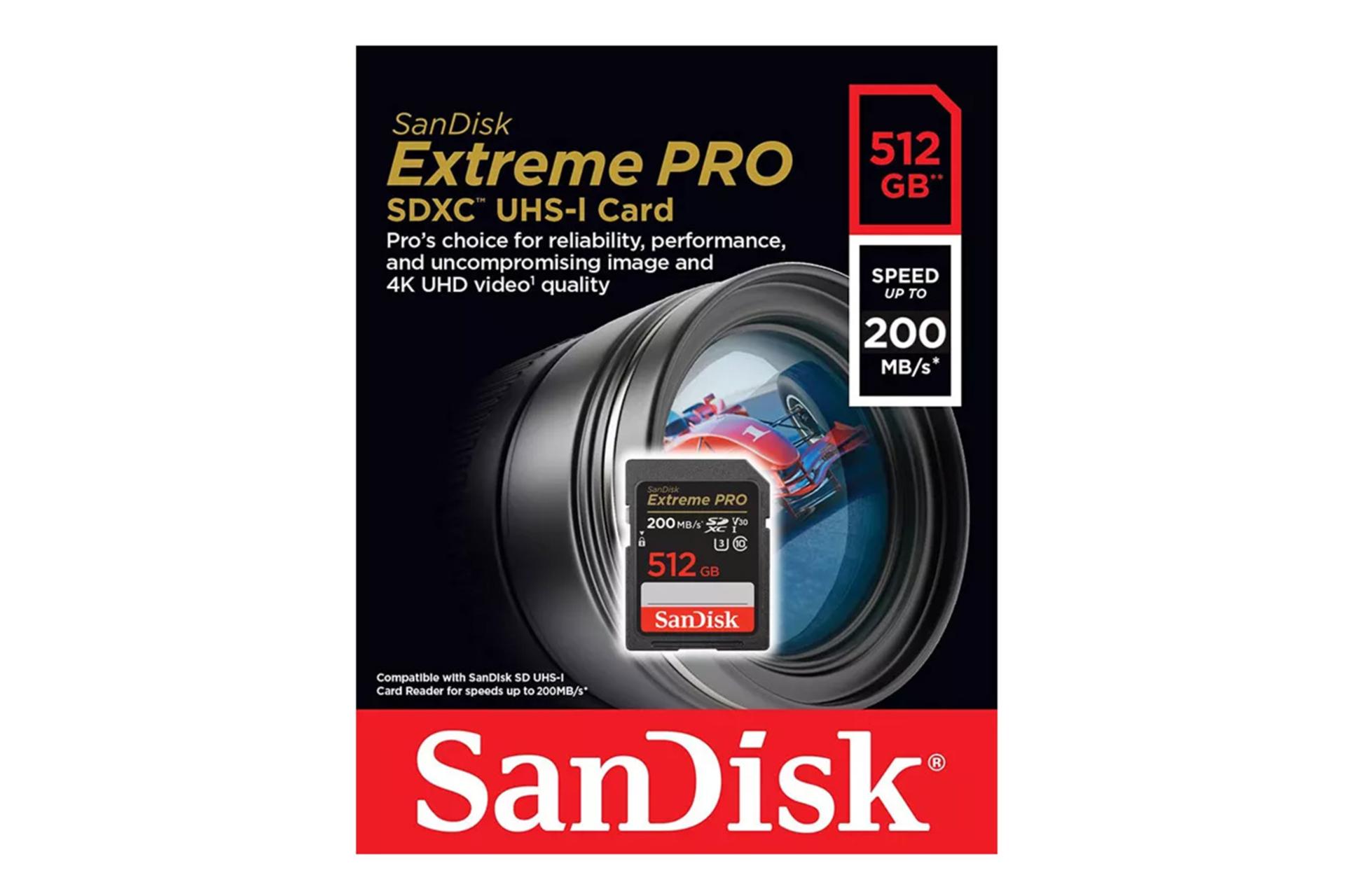 جعبه کارت حافظه سن‌دیسک SanDisk Extreme PRO SDXC Class 10 UHS-I U3 512GB 200MBps