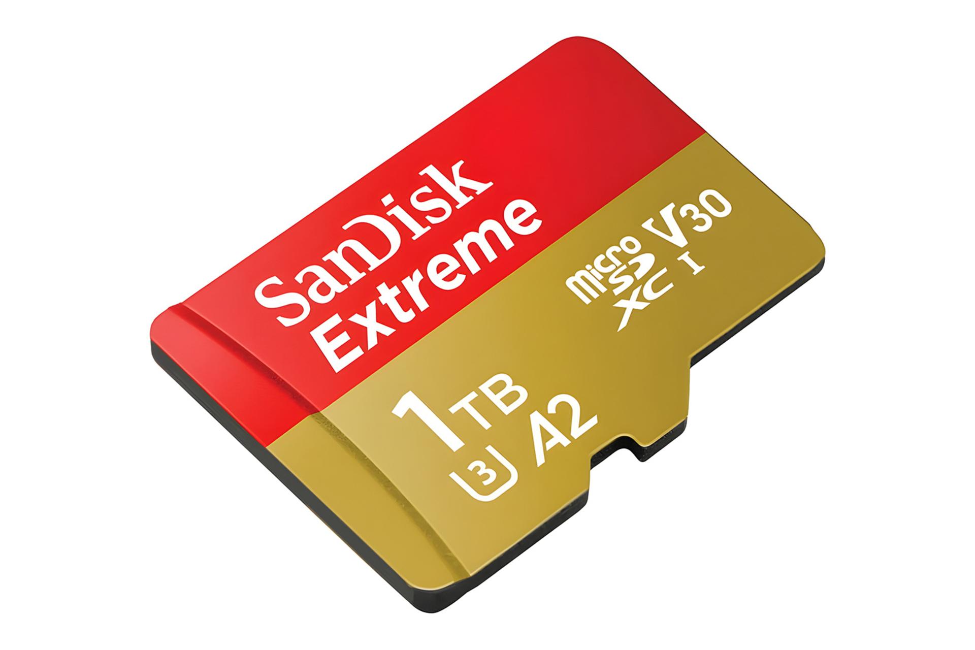 نمای کناری کارت حافظه سن‌دیسک SanDisk Extreme microSDXC Class 10 UHS-I U3 1TB