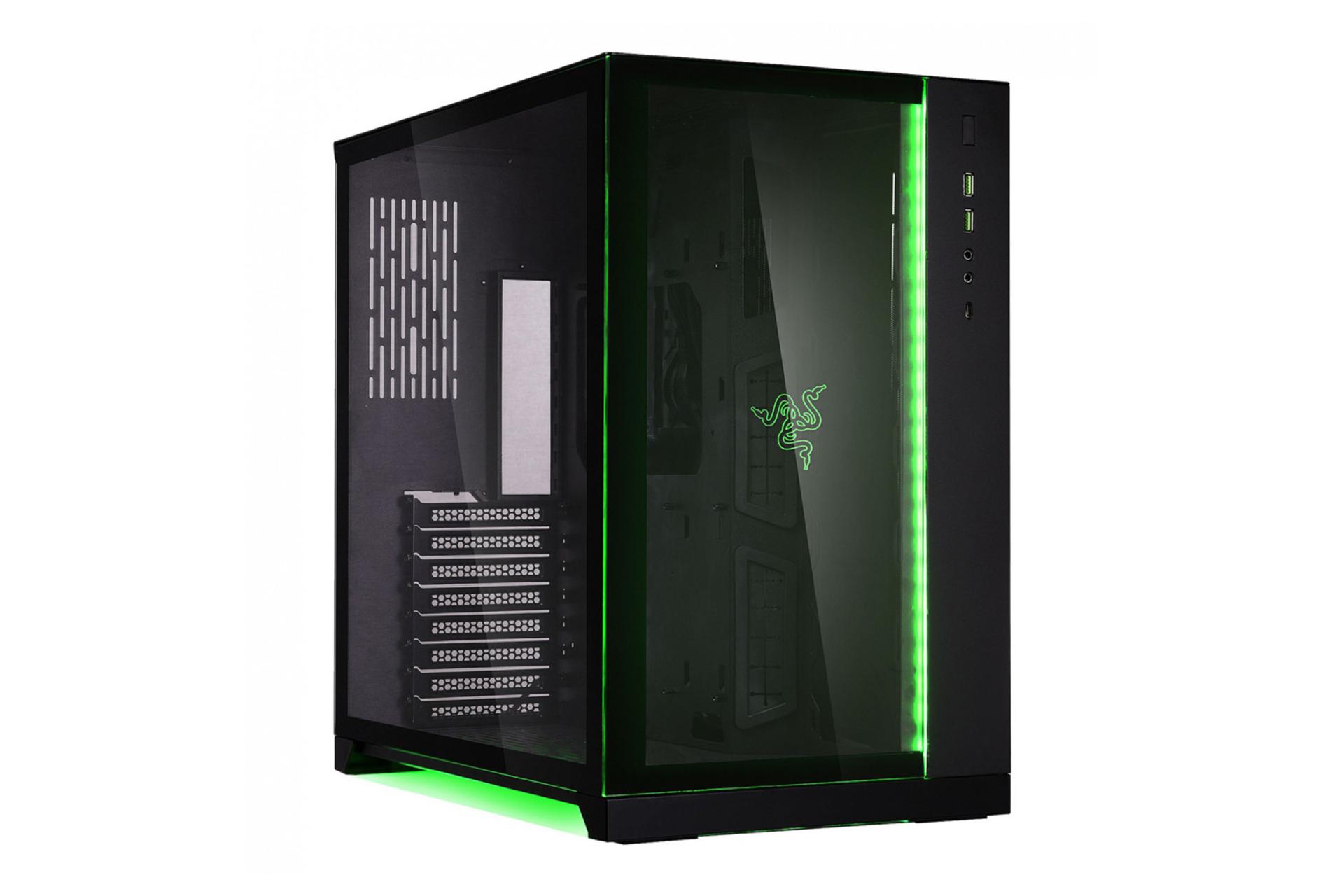 مرجع متخصصين ايران نماي جلو و سمت راست كيس ليان لي O11 Dynamic Razer Edition