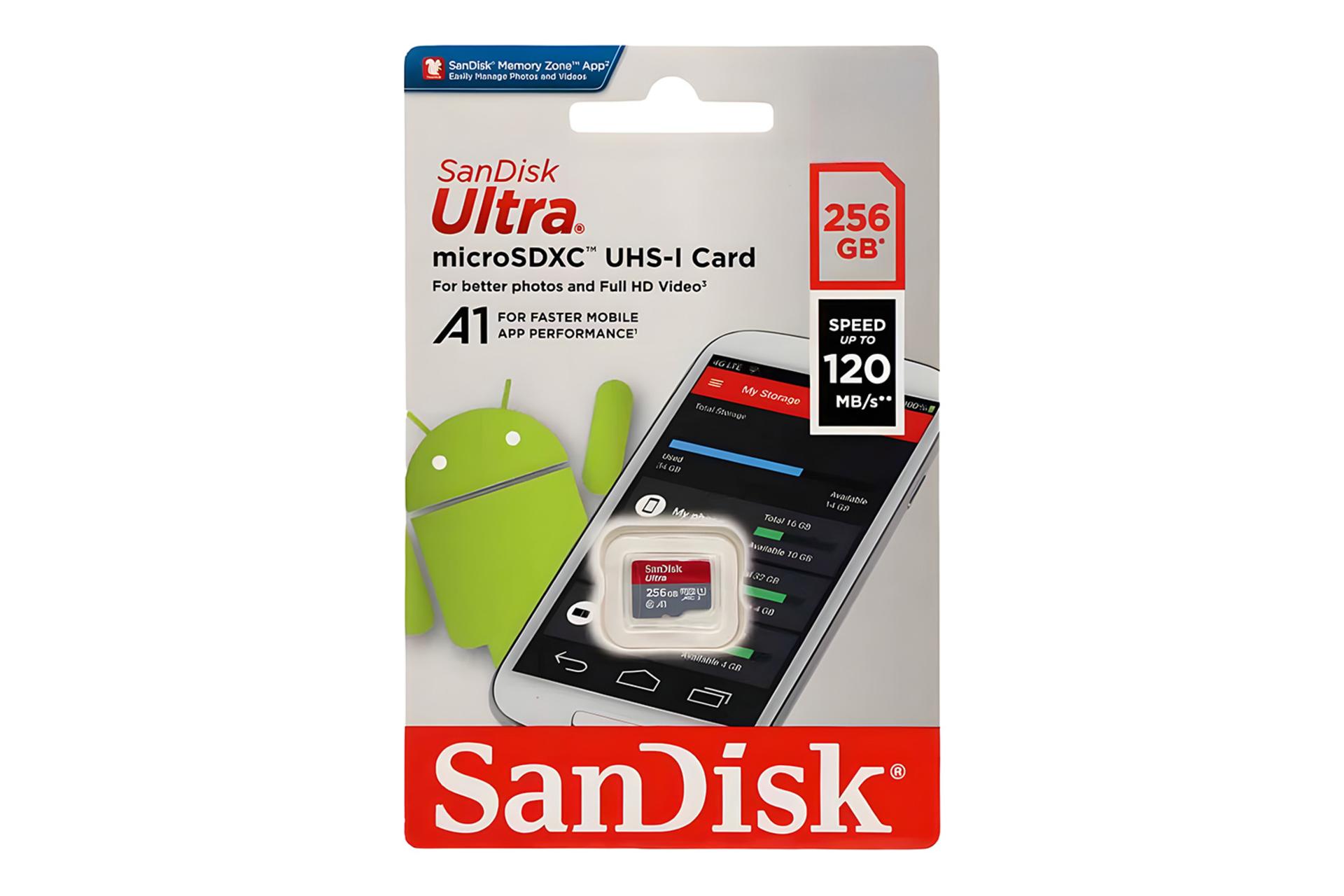 جعبه کارت حافظه سن‌دیسک SanDisk Ultra microSDXC Class 10 UHS-I U1 256GB