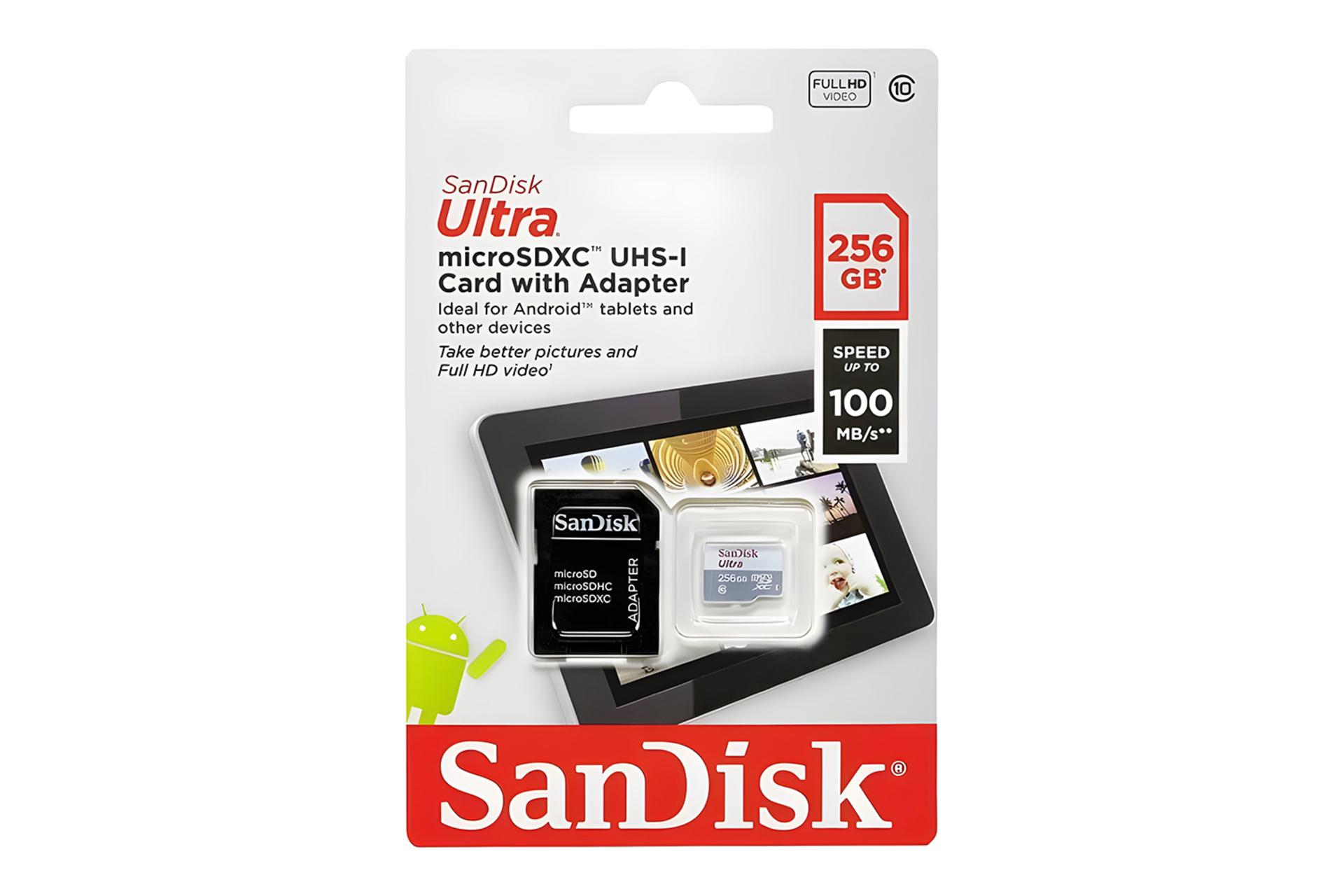 جعبه کارت حافظه سن‌دیسک SanDisk Ultra microSDXC Class 10 UHS-I 256GB