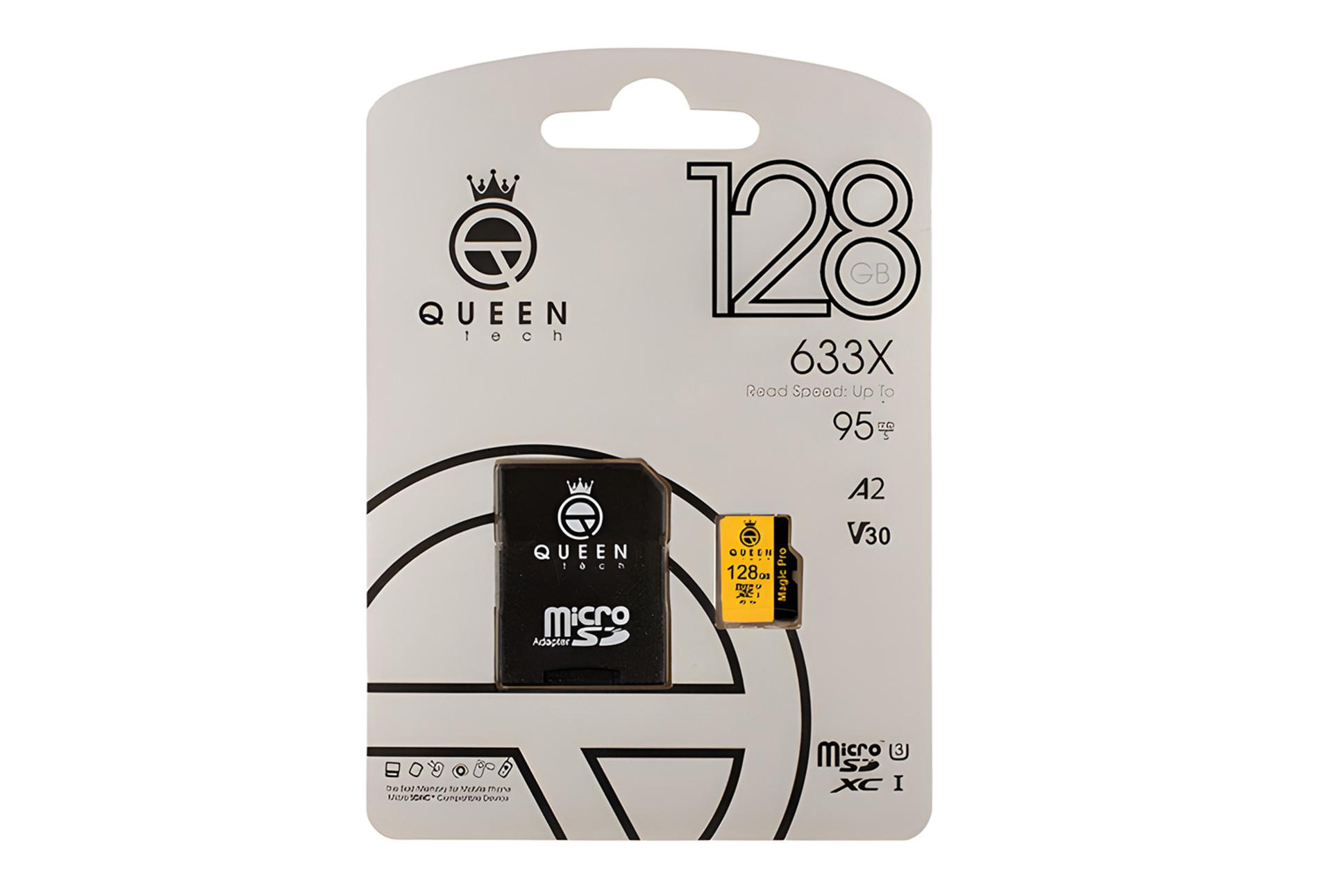 جعبه کارت حافظه کوئین تک Queen Tech Magic Pro microSDXC Class 10 UHS-I U3 128GB