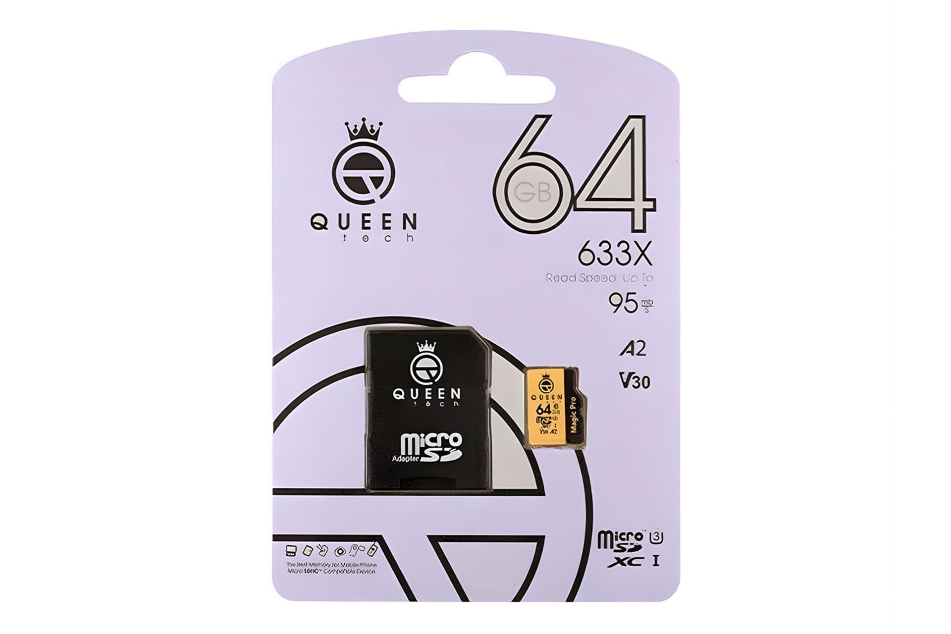 جعبه کارت حافظه کوئین تک Queen Tech Magic Pro microSDXC Class 10 UHS-I U3 64GB