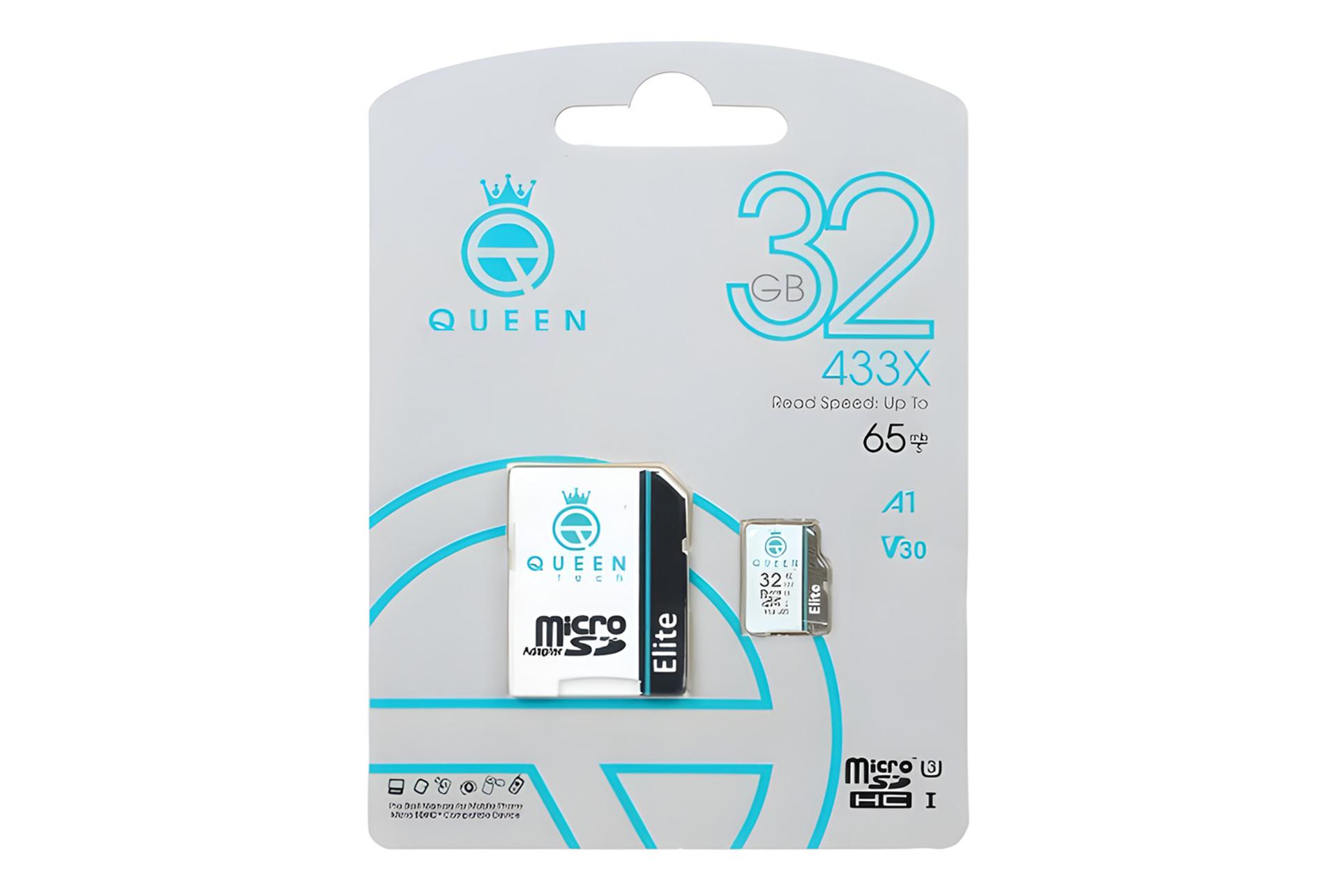 جعبه کارت حافظه کوئین تک Queen Tech Elite microSDHC Class 10 UHS-I U3 32GB