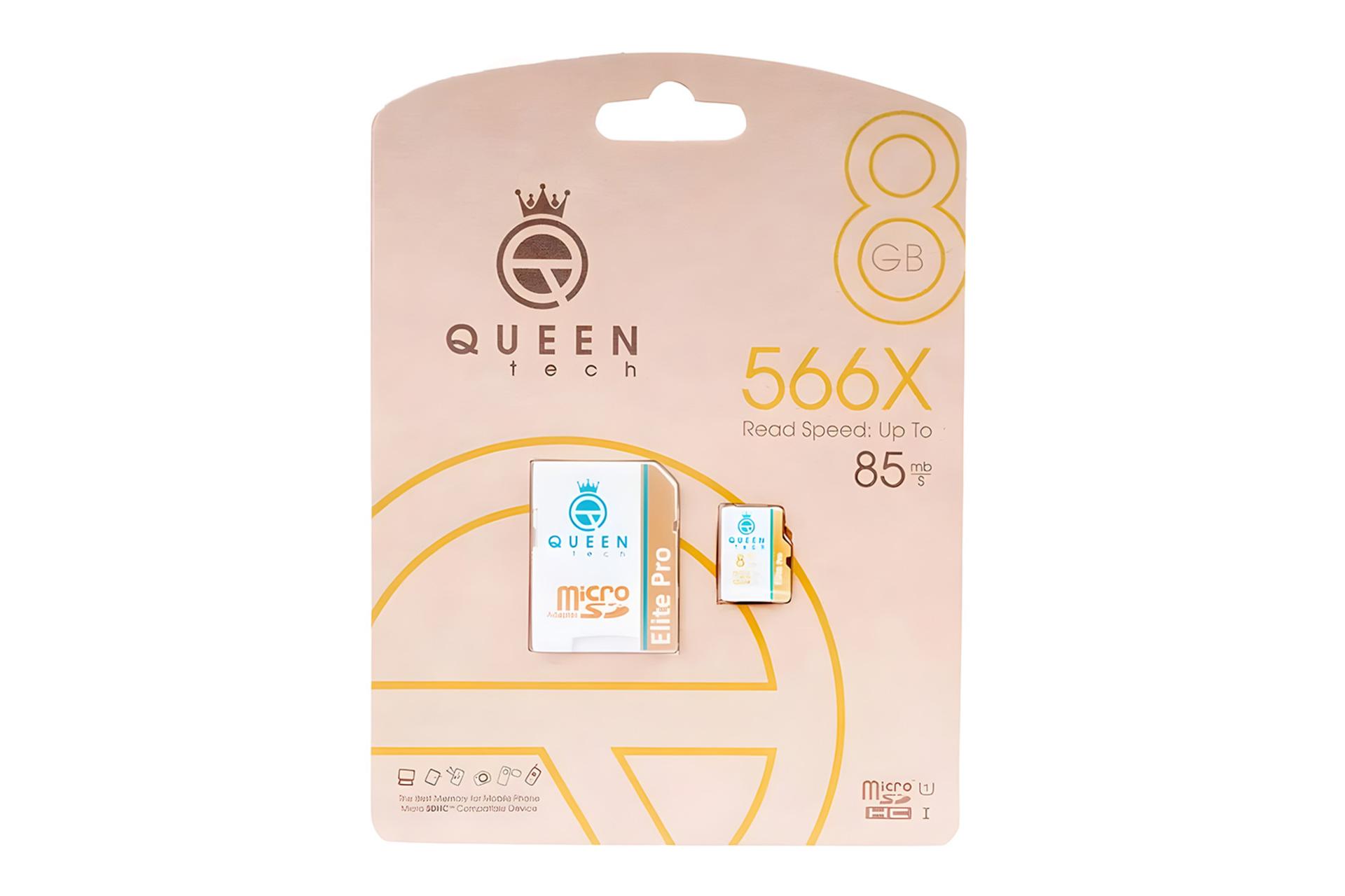 جعبه کارت حافظه کوئین تک Queen Tech Elite Pro microSDHC Class 10 UHS-I U1 8GB