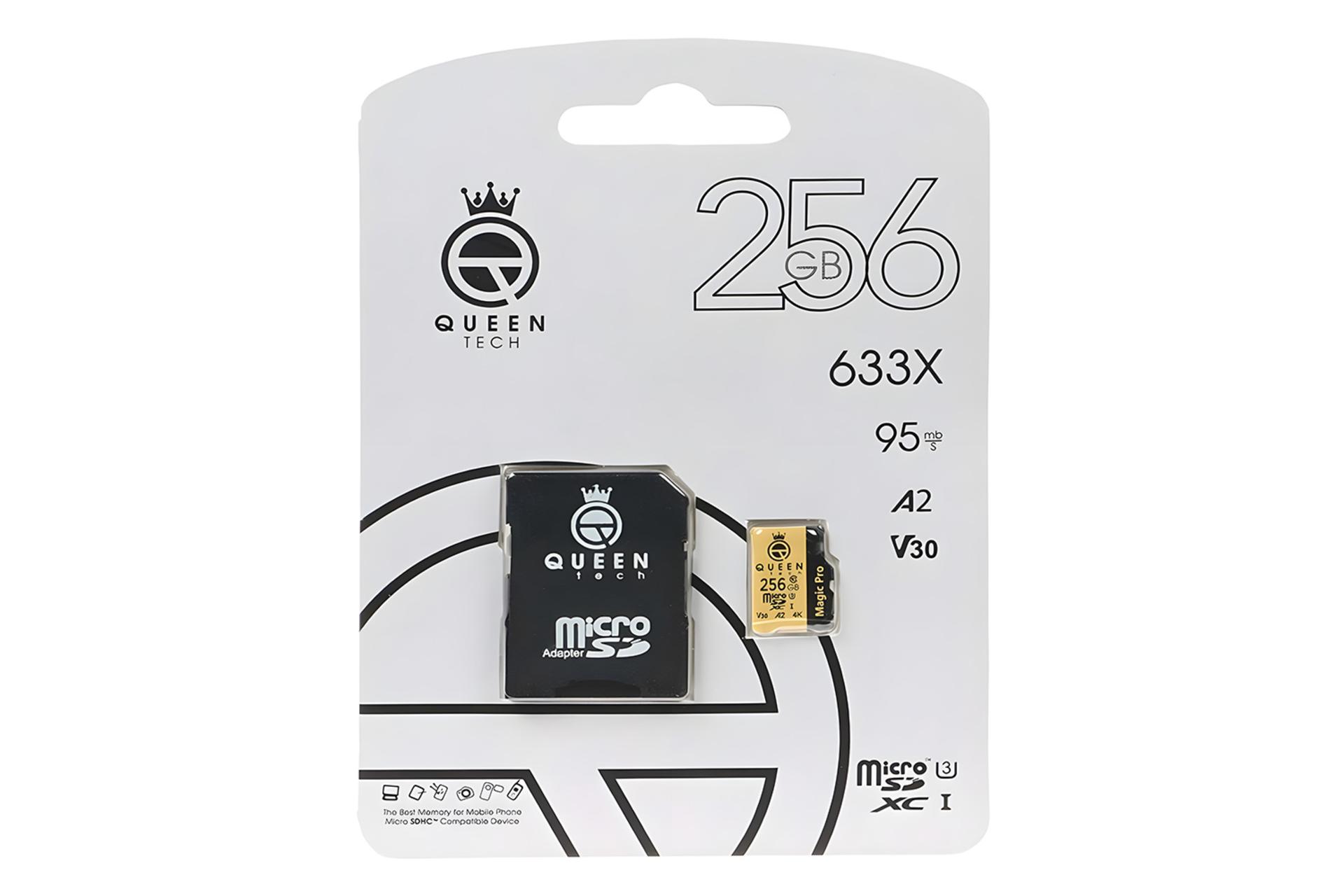 جعبه کارت حافظه کوئین تک Queen Tech Magic Pro microSDXC Class 10 UHS-I U3 256GB