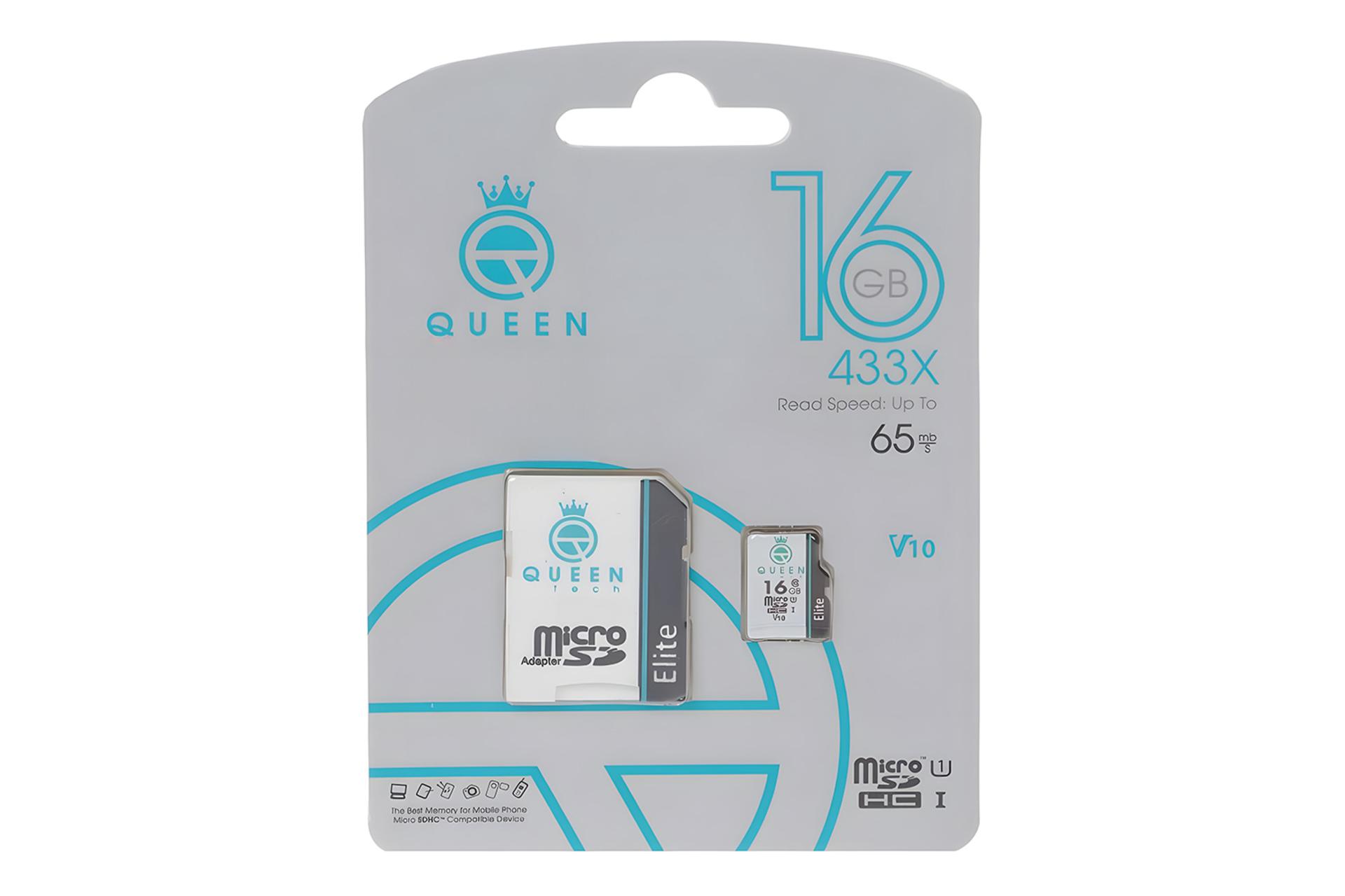 جعبه کارت حافظه کوئین تک Queen Tech Elite microSDHC Class 10 UHS-I U1 16GB