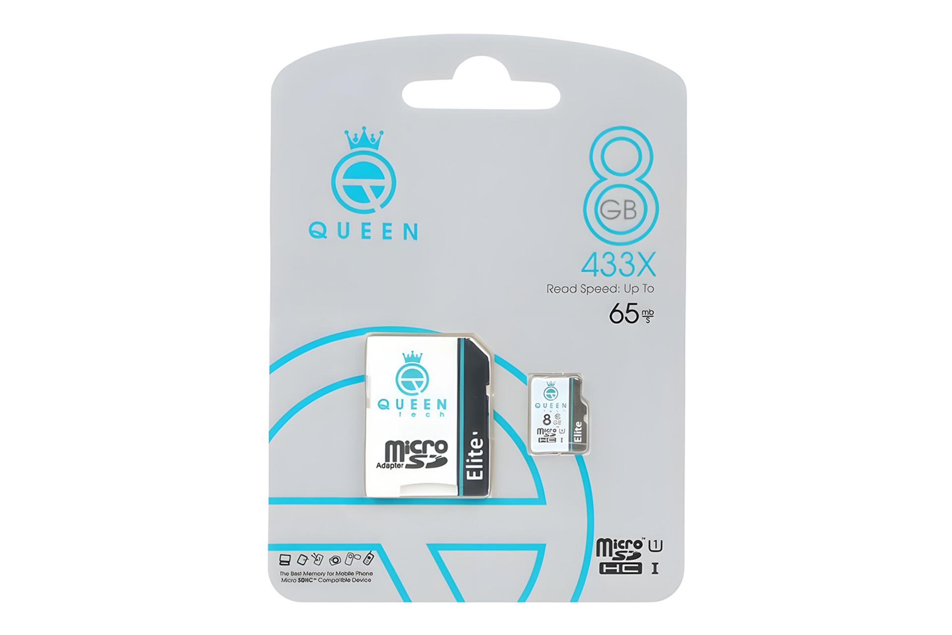 جعبه کارت حافظه کوئین تک Queen Tech Elite microSDHC Class 10 UHS-I U1 8GB