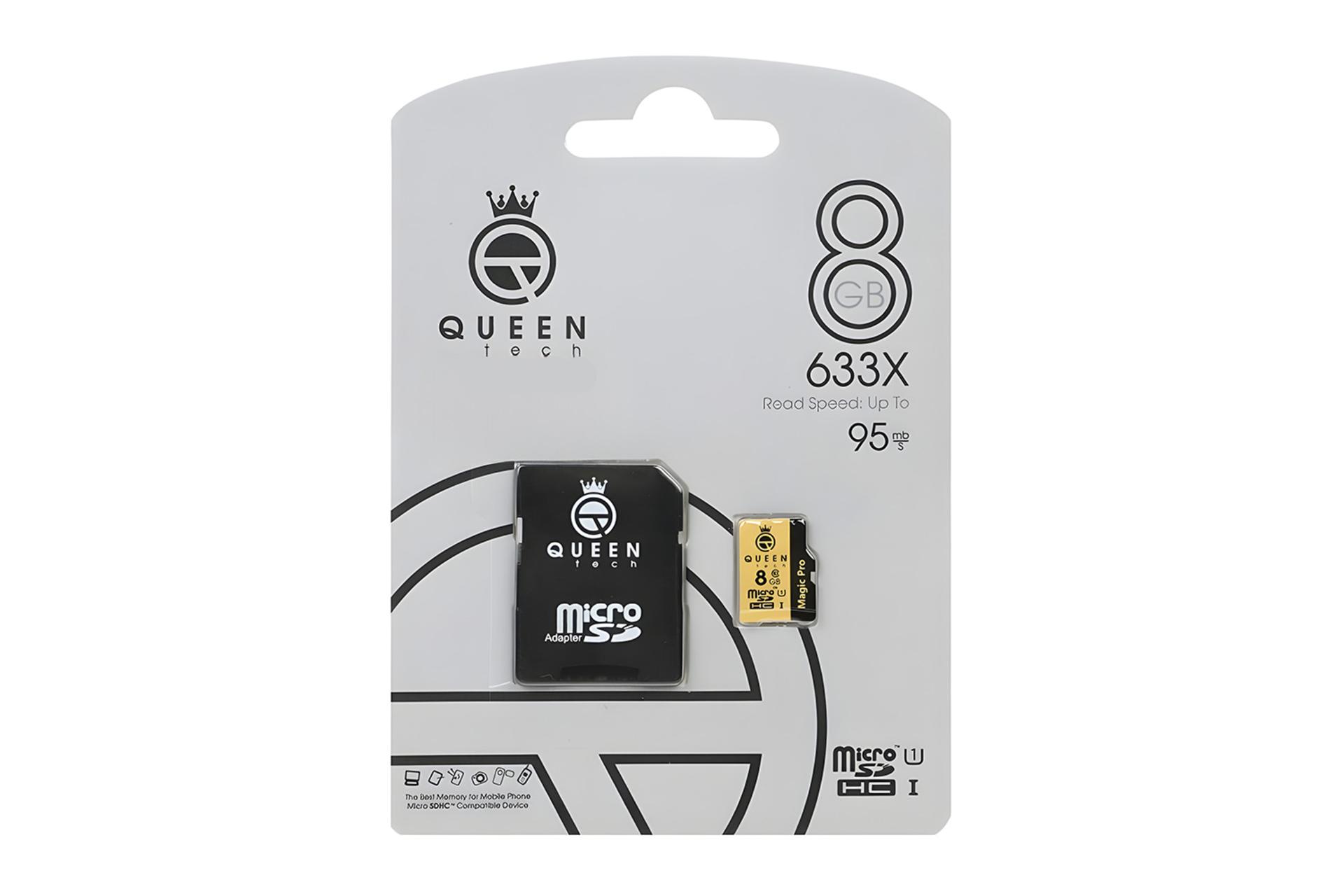 جعبه کارت حافظه کوئین تک Queen Tech Magic Pro microSDHC Class 10 UHS-I U1 8GB