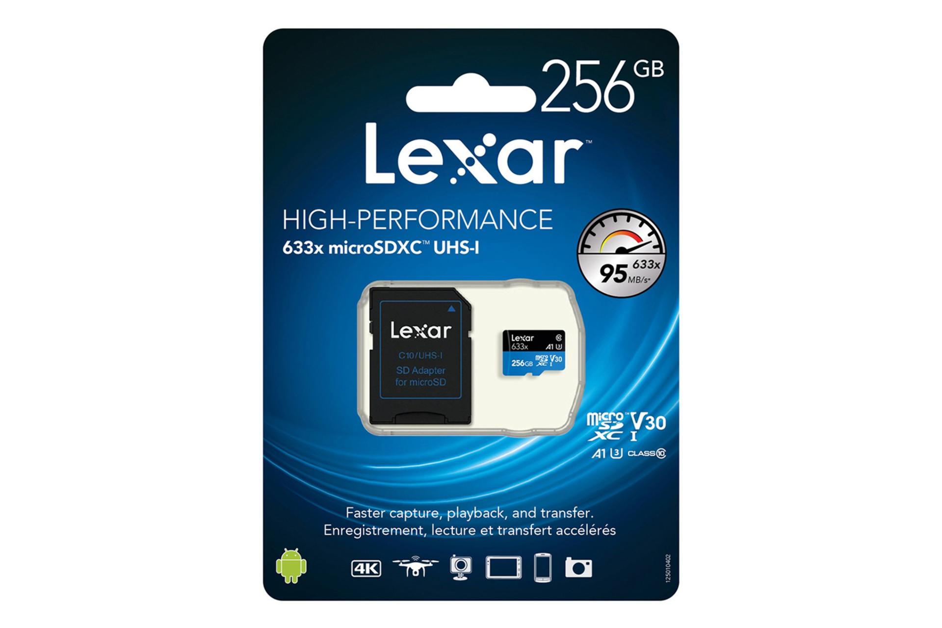 جعبه کارت حافظه لکسار Lexar BLUE microSDXC Class 10 UHS-I U3 256GB