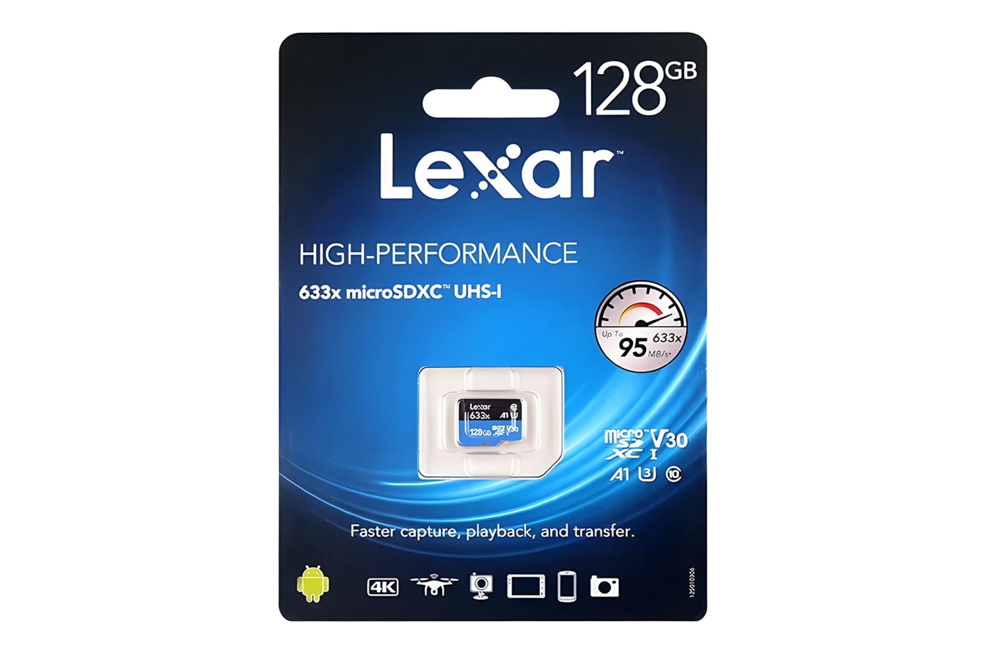 جعبه کارت حافظه لکسار Lexar BLUE microSDXC Class 10 UHS-I U3 128GB