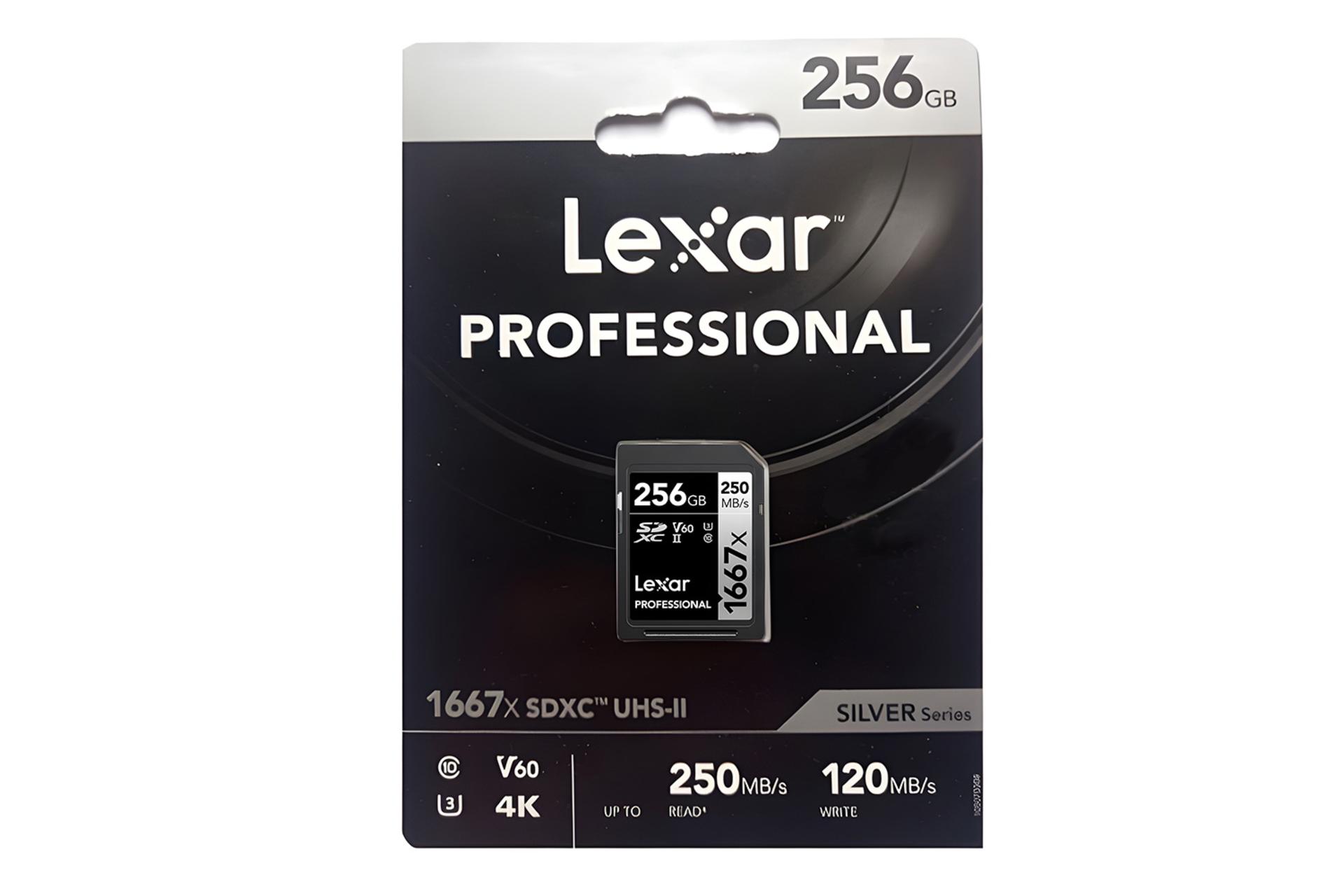 جعبه کارت حافظه لکسار Lexar SILVER SDXC Class 10 UHS-II U3 256GB