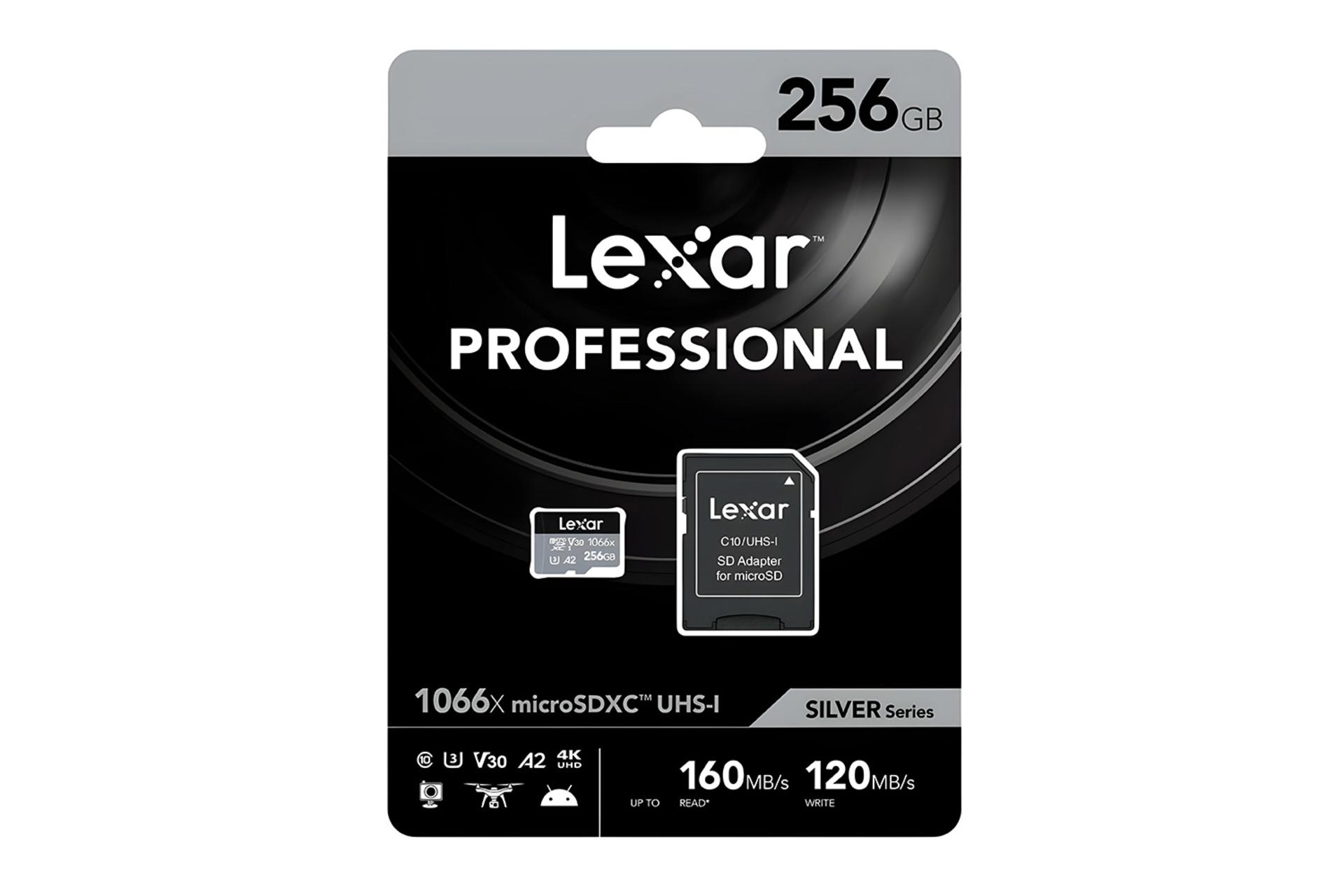 جعبه کارت حافظه لکسار Lexar SILVER microSDXC Class 10 UHS-I U3 256GB