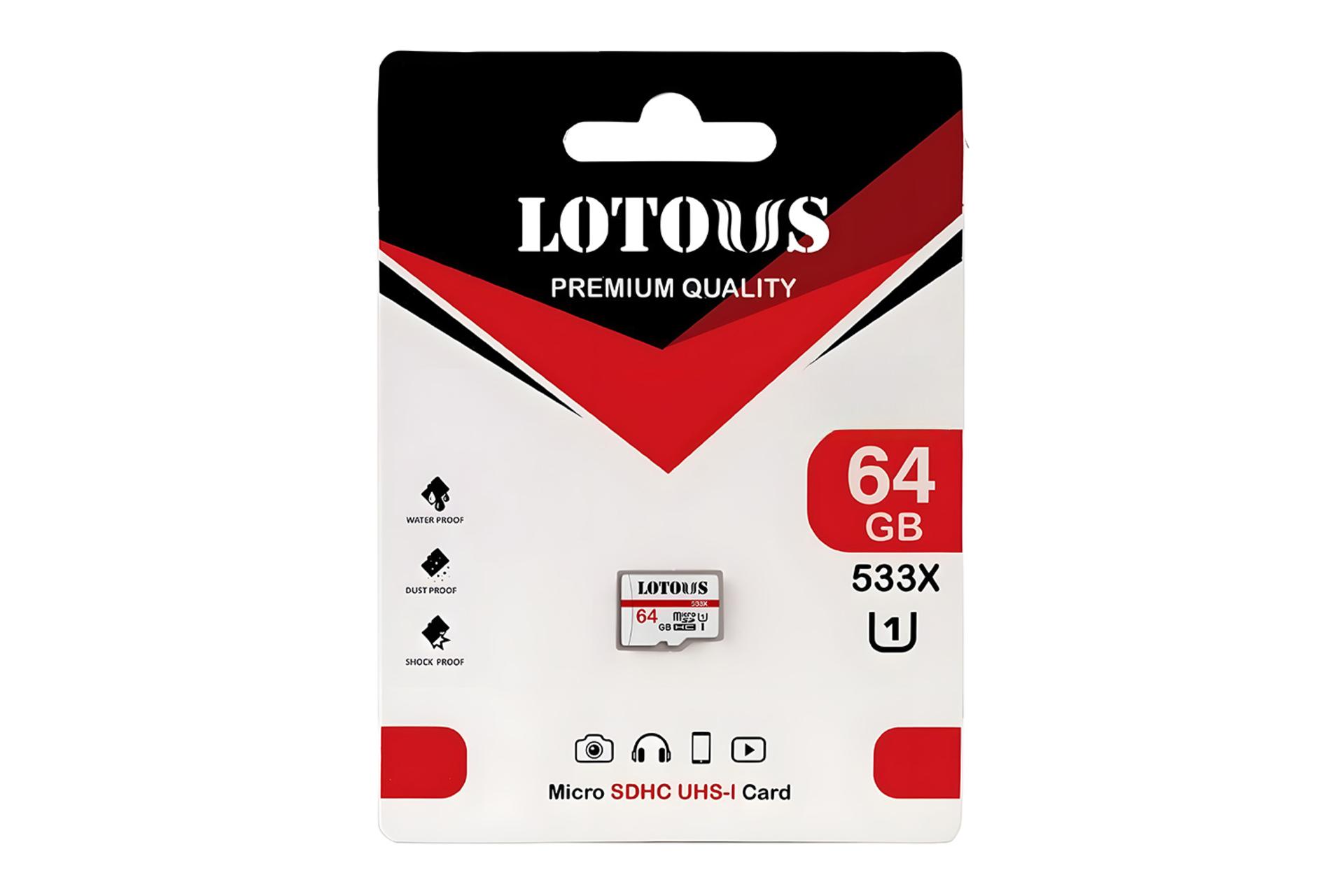 جعبه کارت حافظه لوتوس Lotous 533X microSDXC Class 10 UHS-I U1 64GB