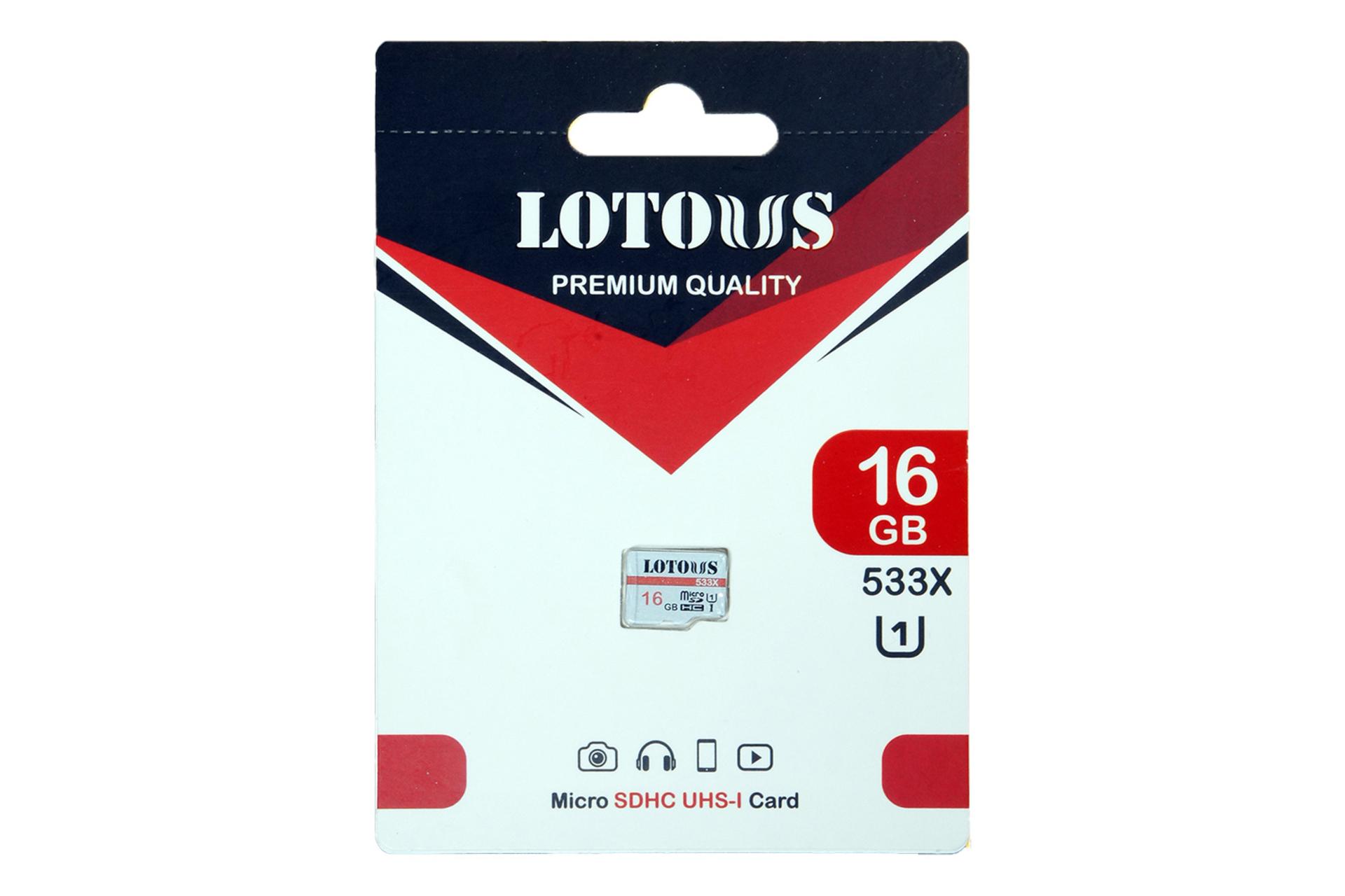 جعبه کارت حافظه لوتوس Lotous 533X microSDHC Class 10 UHS-I U1 16GB
