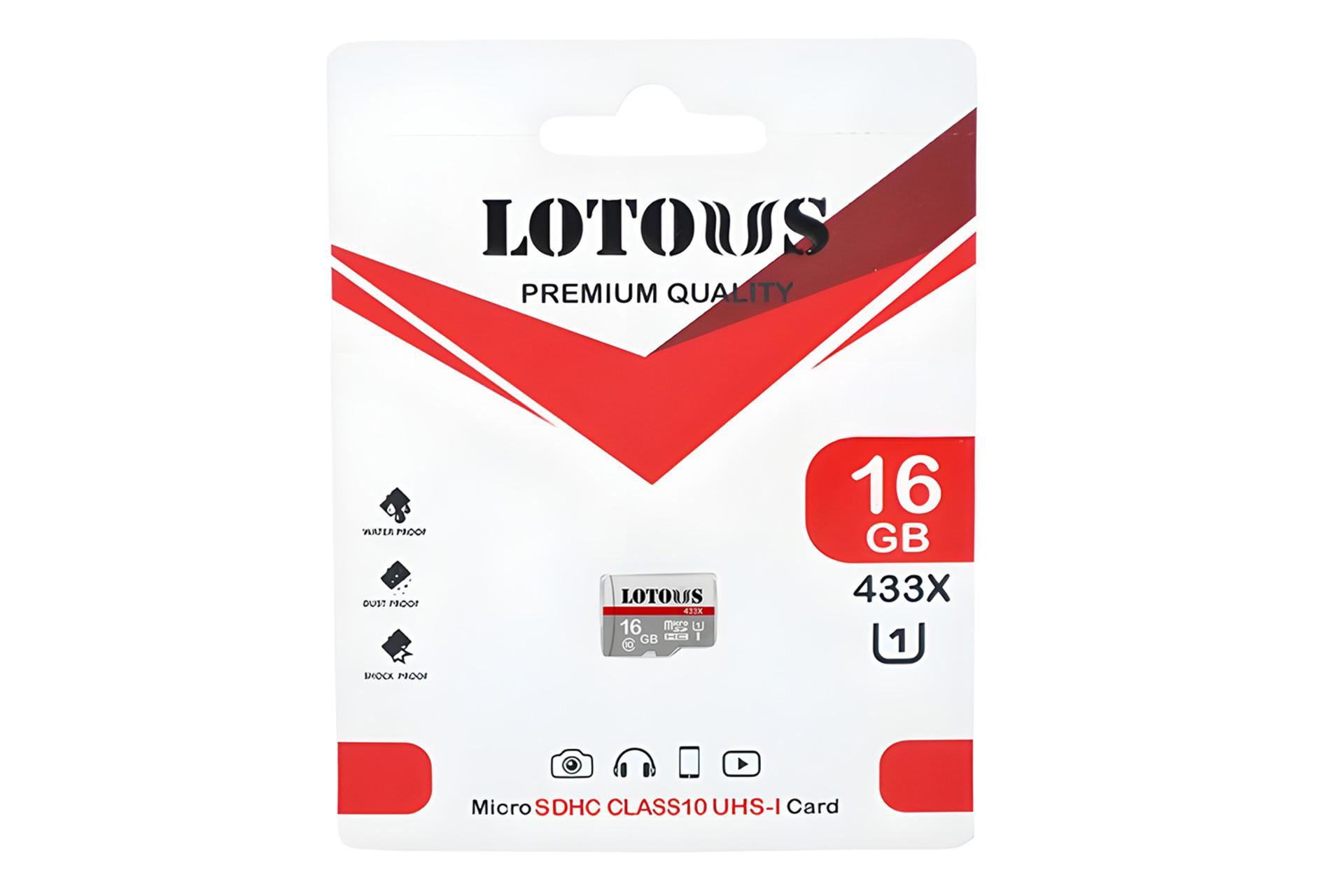 جعبه کارت حافظه لوتوس Lotous 433X microSDHC Class 10 UHS-I U1 16GB