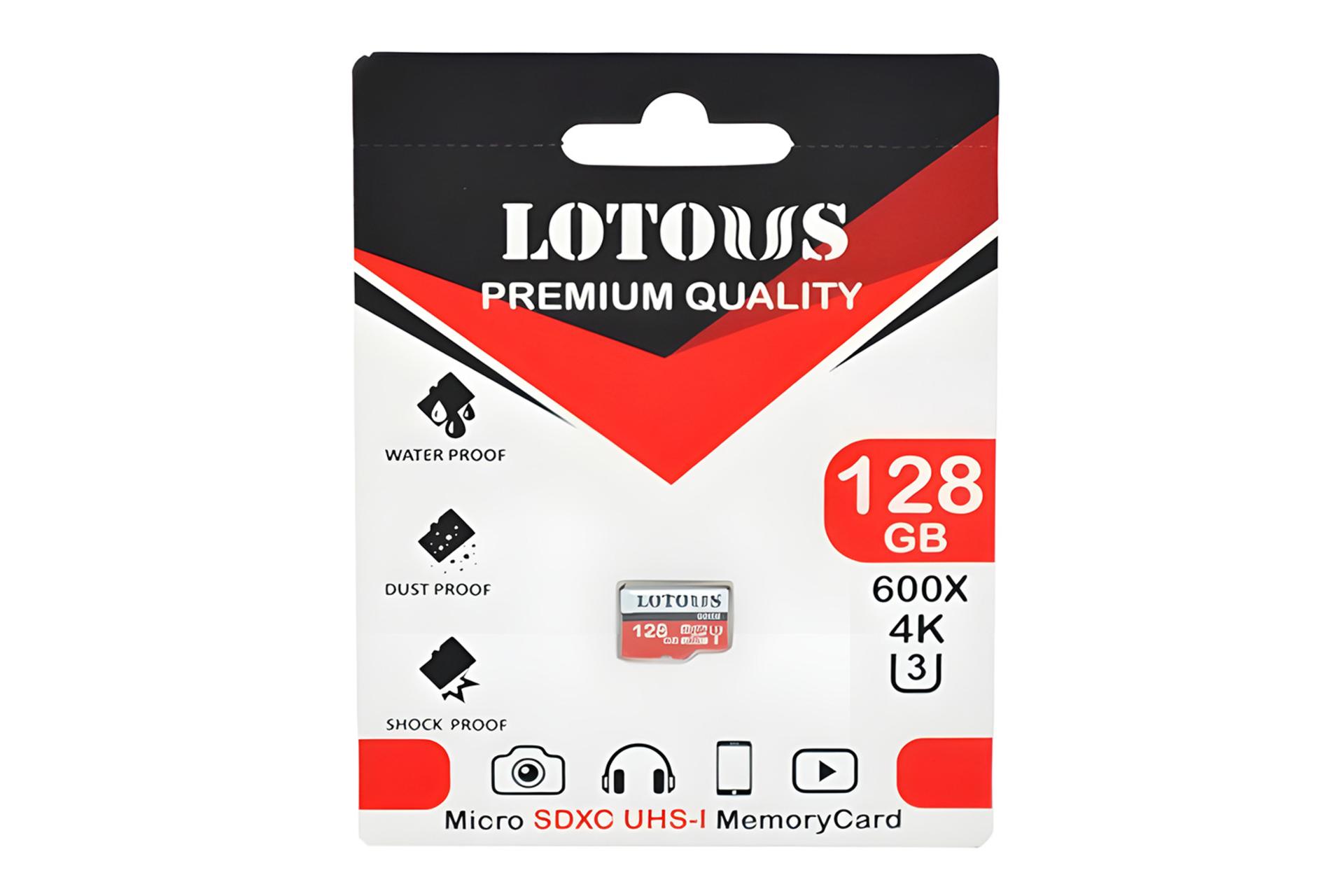 جعبه کارت حافظه لوتوس Lotous 600X microSDXC Class 10 UHS-I U3 128GB