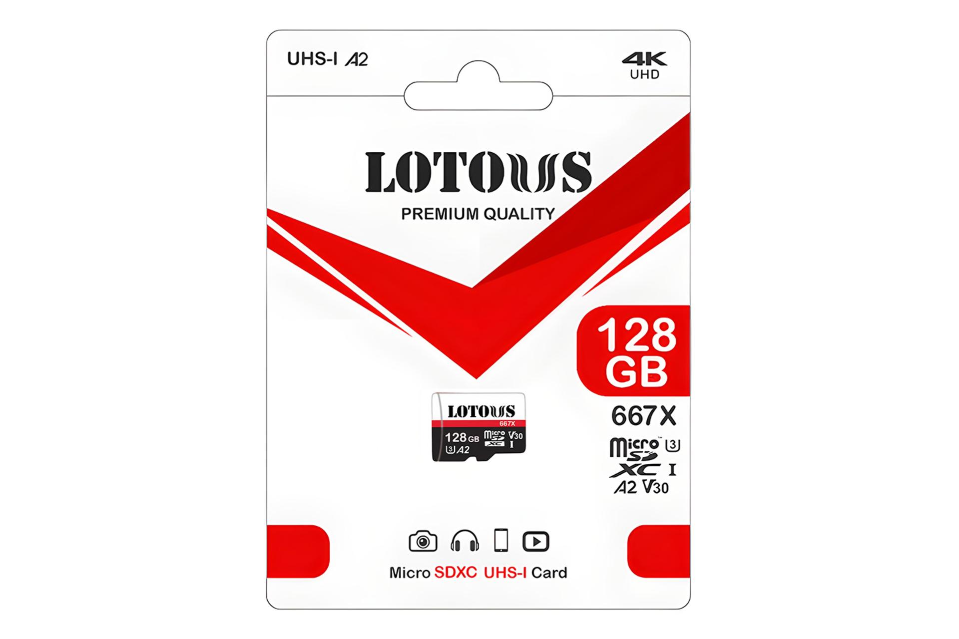 جعبه کارت حافظه لوتوس Lotous 667X microSDXC Class 10 UHS-I U3 128GB