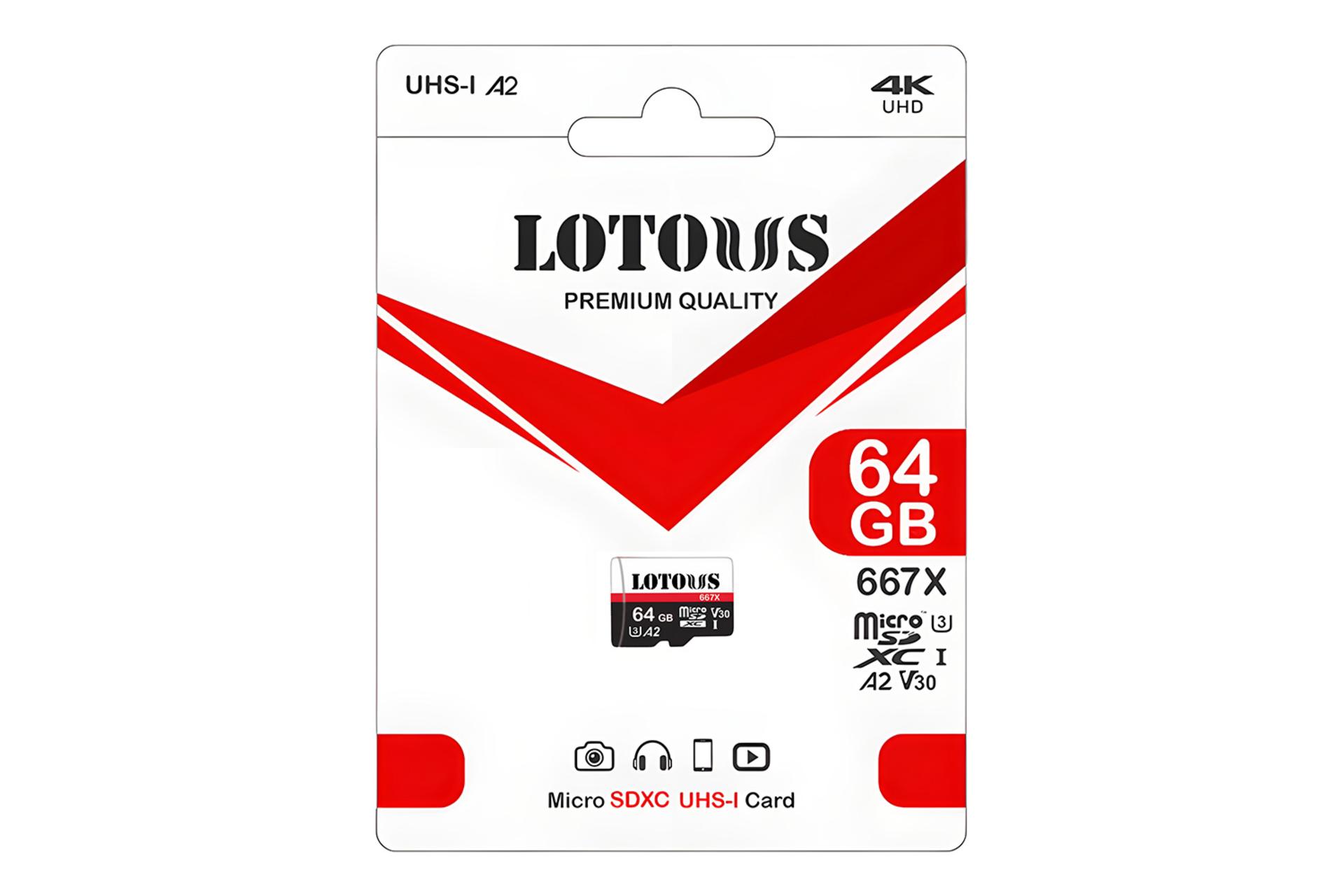جعبه کارت حافظه لوتوس Lotous 667X microSDXC Class 10 UHS-I U3 64GB