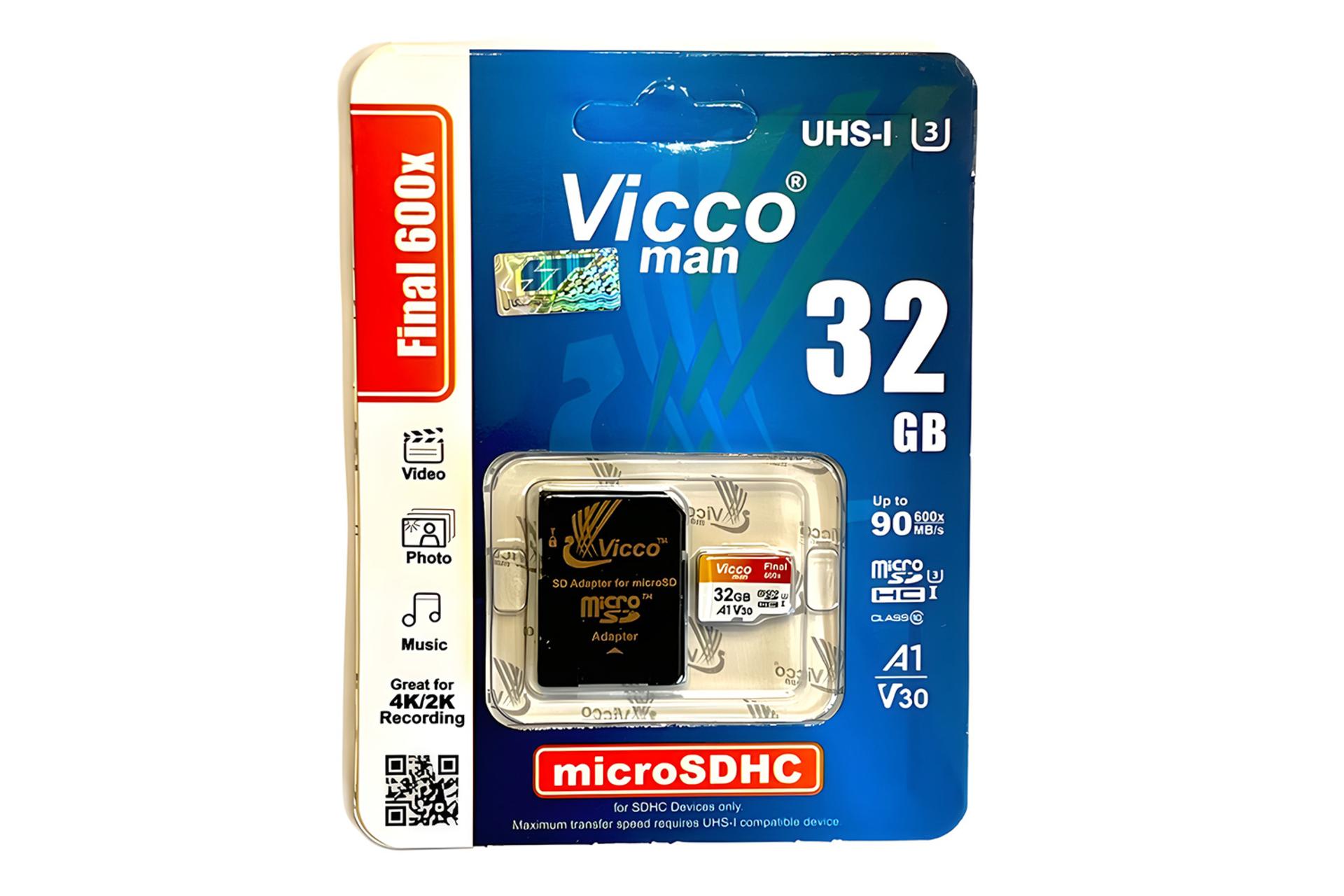 جعبه کارت حافظه ویکومن Viccoman Final 600X A1 V30 microSDHC Class 10 UHS-I U3 32GB