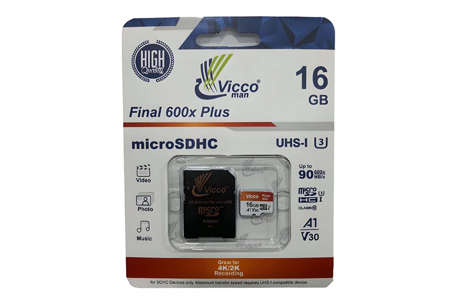 جعبه کارت حافظه ویکومن Viccoman Final 600X Plus microSDHC Class 10 UHS-I U3 16GB