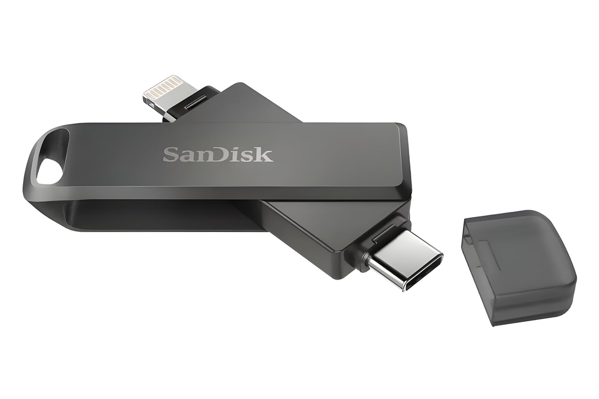 نمای کناری فلش مموری سن دیسک SanDisk iXpand Luxe 256GB USB 3.1