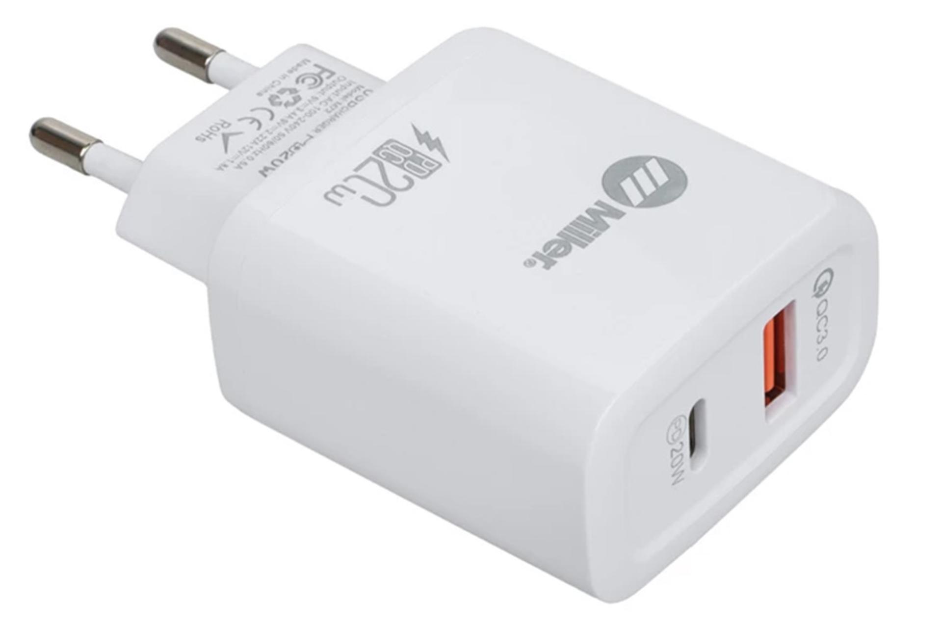 نمای پورت های شارژر دیواری سفید میلر مدل -Miller M-72