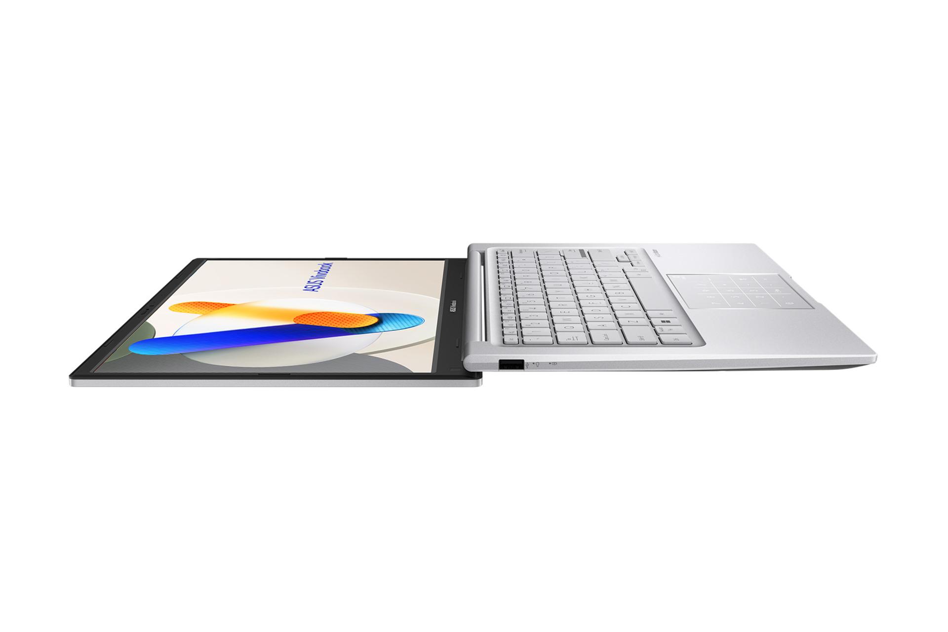 لپ تاپ ایسوس ASUS Vivobook 14 X1404VA نمای جانبی لولا باز و صاف شده