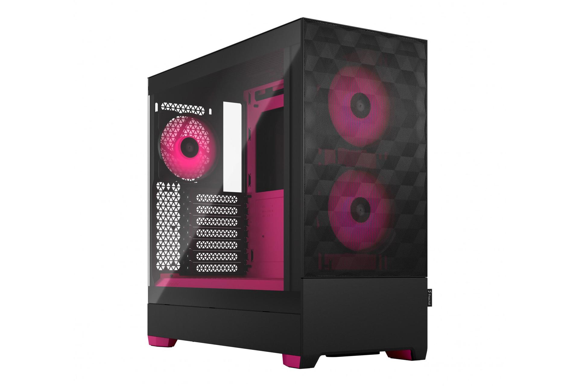 نمای جلو و سمت راست کیس فرکتال Pop Air RGB Magenta Core