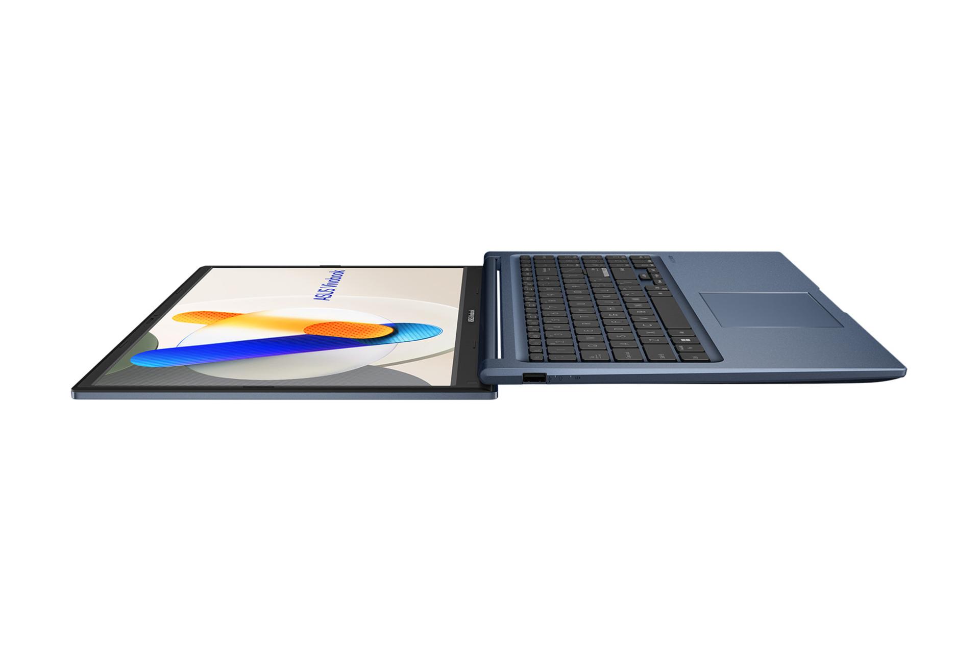 لپ تاپ ایسوس ASUS VivoBook 15 X1504VAP نمای جانبی لولا باز شده فلت