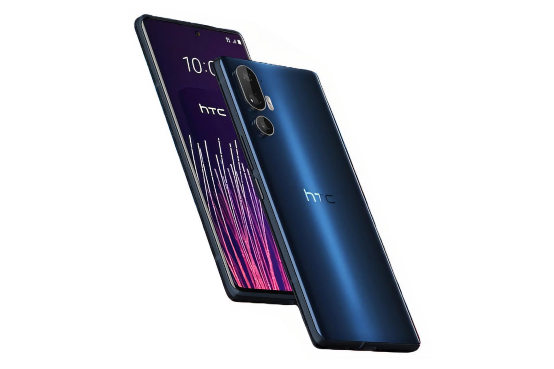 نمای کناری گوشی موبایل U24 پرو اچ تی سی آبی تیره / HTC U24 Pro