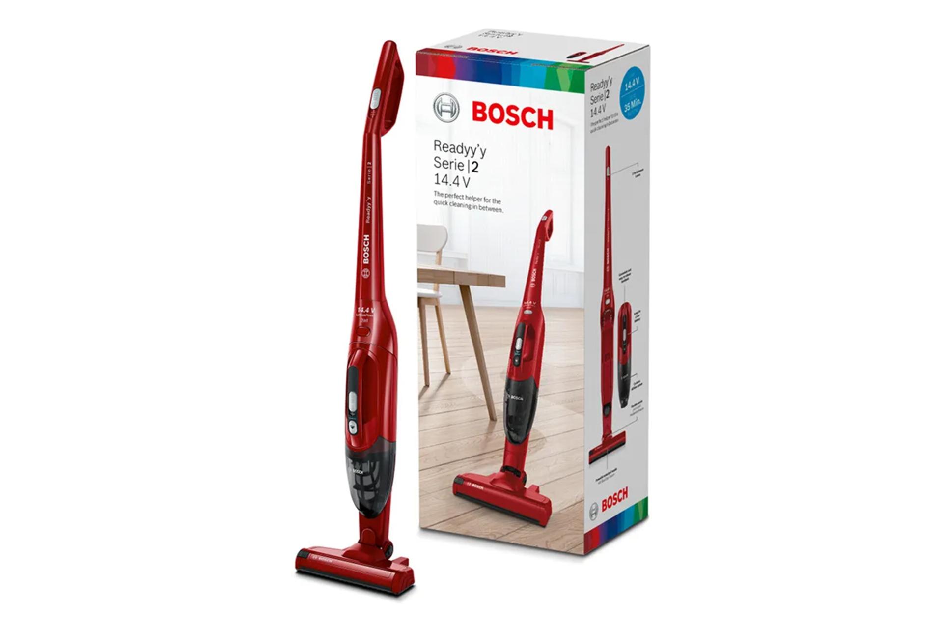 جارو شارژی بوش مدل BBHF214R در کنار بسته بندی