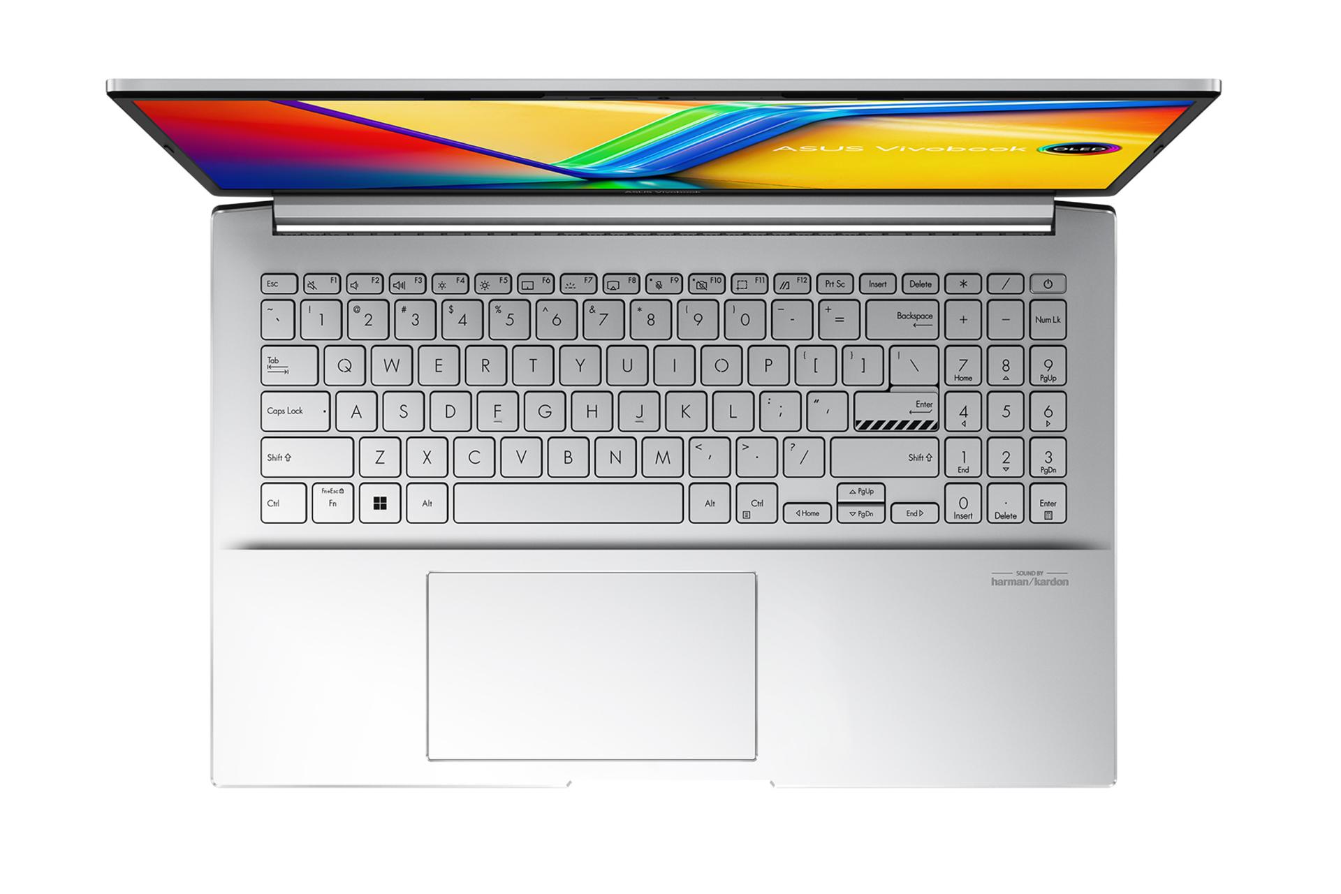 لپ تاپ ایسوس ASUS Vivobook Pro 15 OLED M6500 نمای بالا و کیبورد