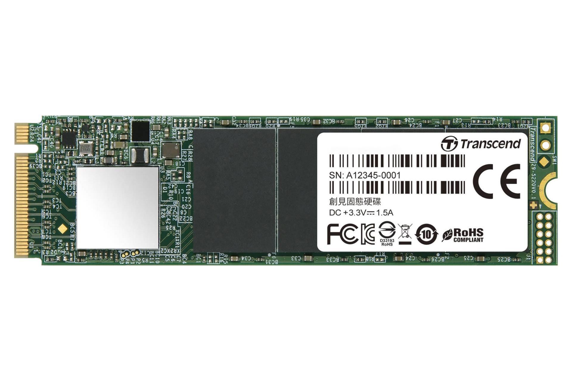 ابعاد و اندازه اس اس دی ترنسند 110S NVMe M.2 ظرفیت 1 ترابایت