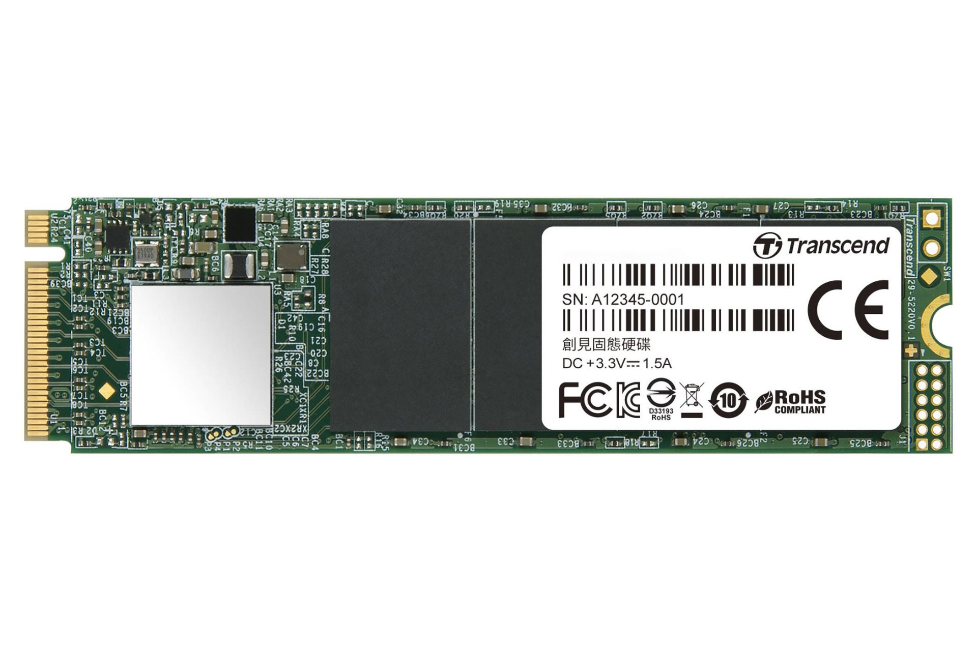 ابعاد و اندازه اس اس دی ترنسند 110S NVMe M.2 ظرفیت 1 ترابایت