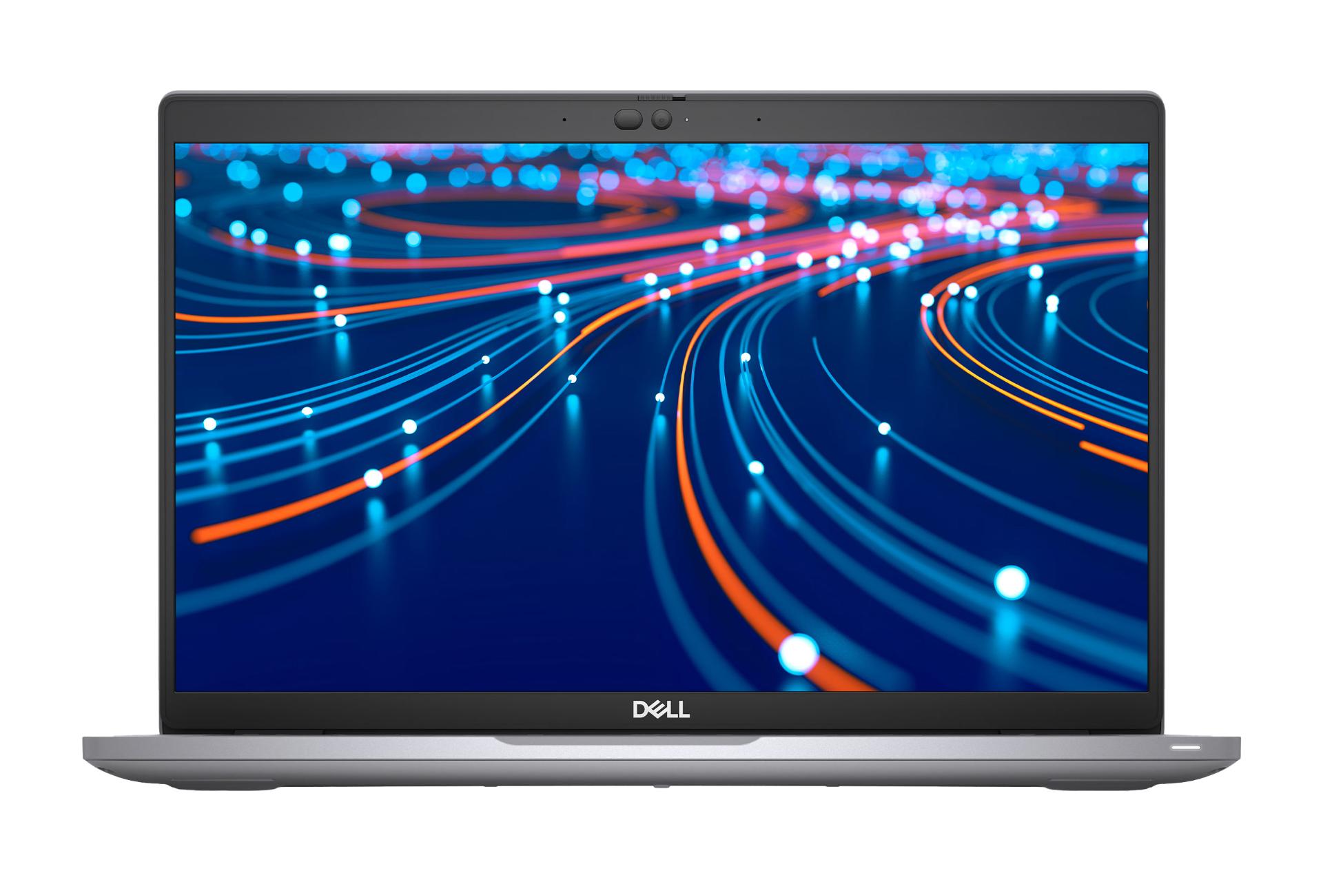 نمای رو به روی لپ تاپ Latitude 5420 دل / Dell Latitude 5420 با نمایشگر روشن و نمایش لوگو و لبه جلو