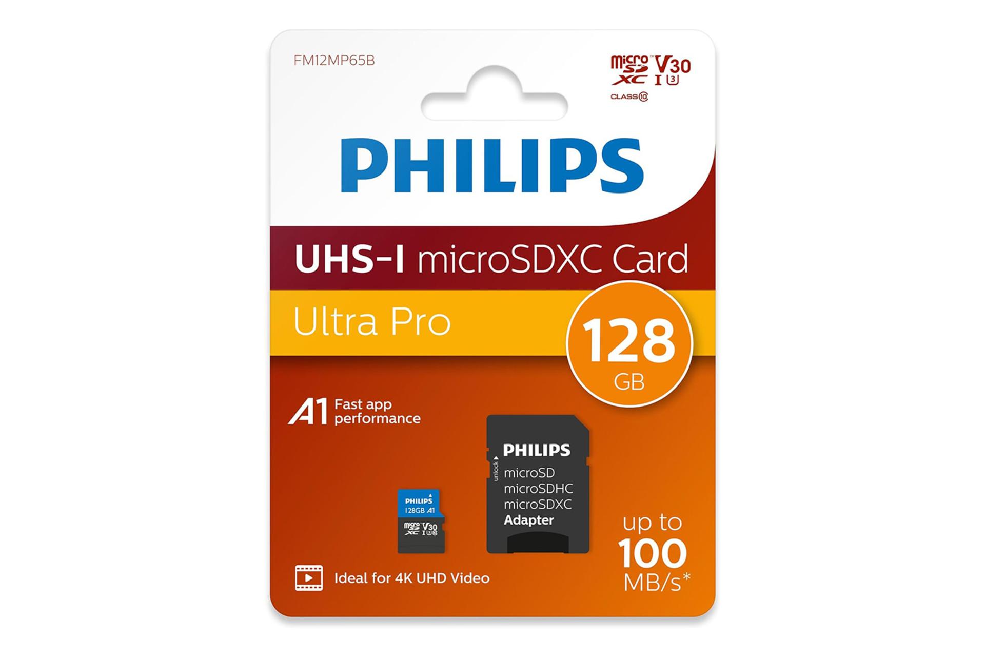 جعبه کارت حافظه فیلیپس Philips Ultra Pro microSDXC Class 10 UHS-I U3 128GB