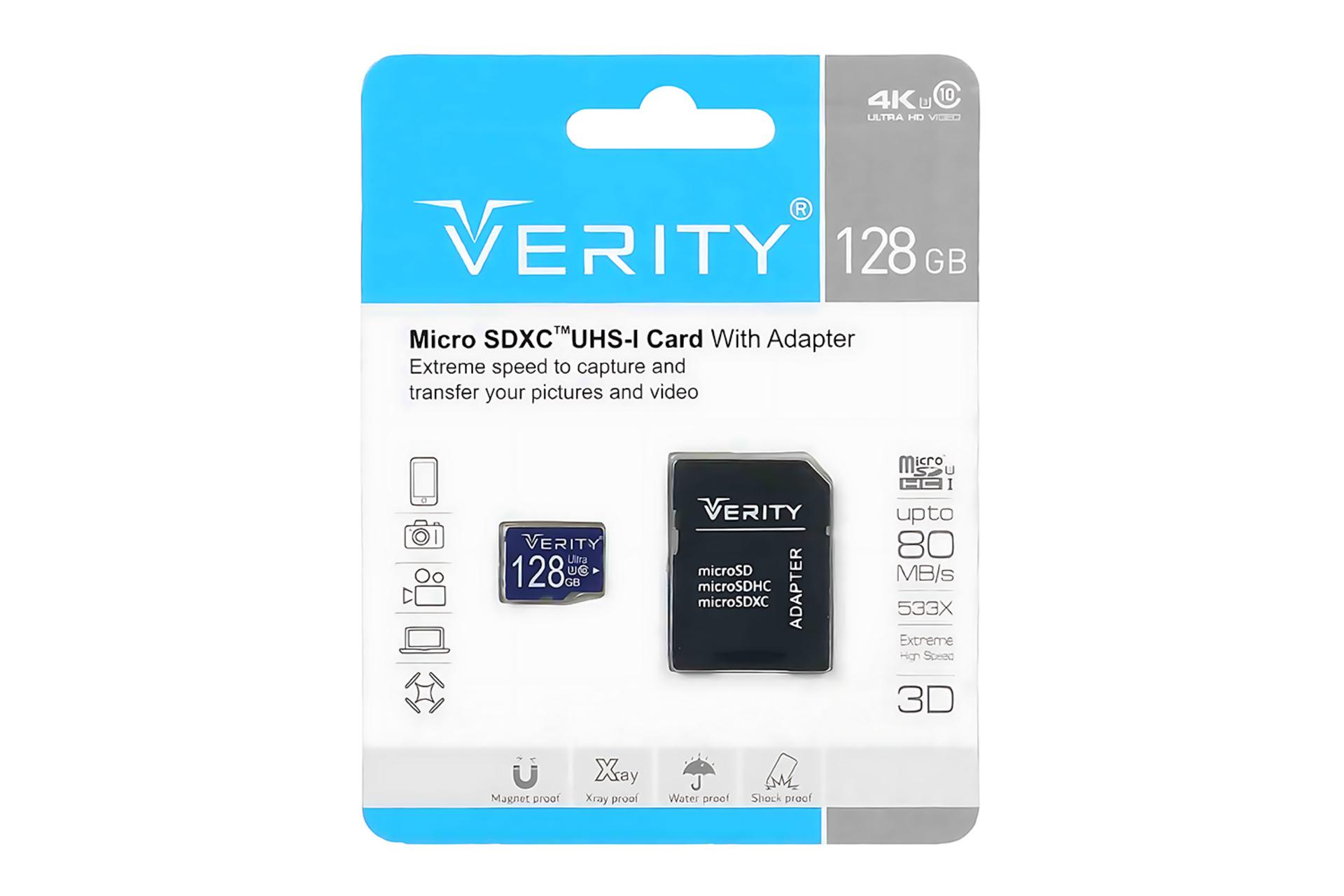 جعبه کارت حافظه وریتی Verity Extreme 533X microSDXC Class 10 UHS-I U3 128GB