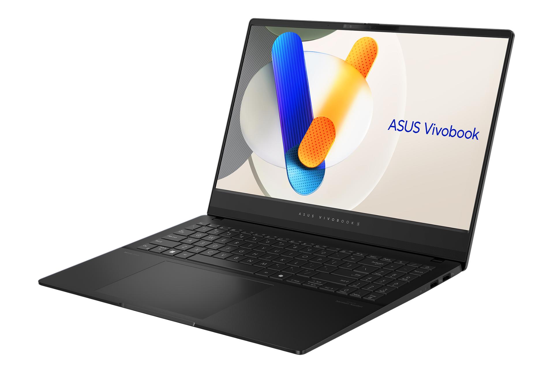نمای نیمرخ لپ تاپ Vivobook S 15 OLED S5506MA ایسوس / ASUS Vivobook S 15 OLED S5506MA با نمایش درگاه های لبه سمت راست رنگ مشکی