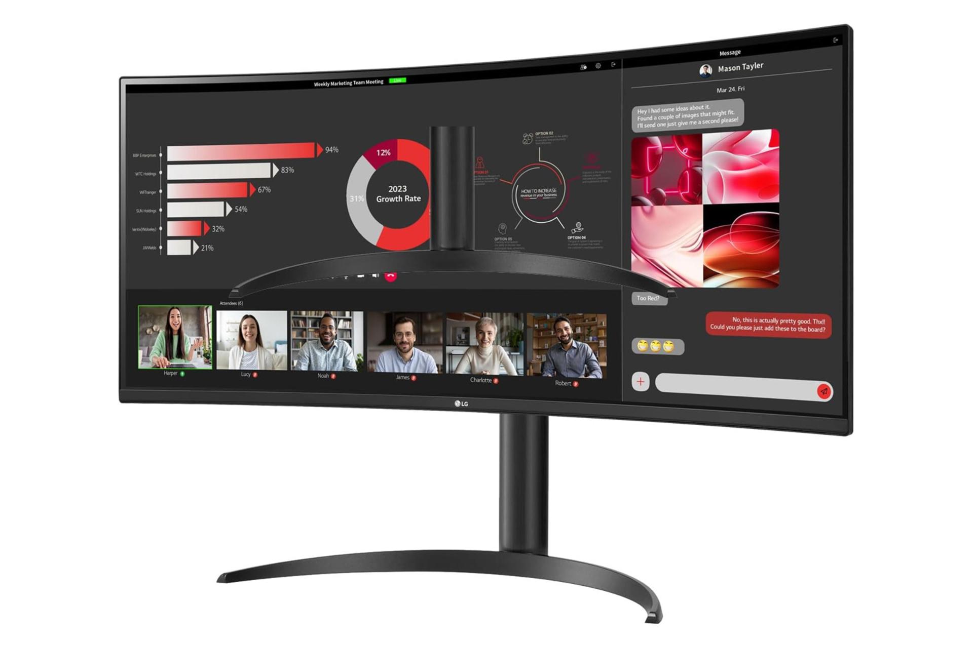 ابعاد و اندازه مانیتور ال جی 34 اینچ مدل 34WR55QC-B