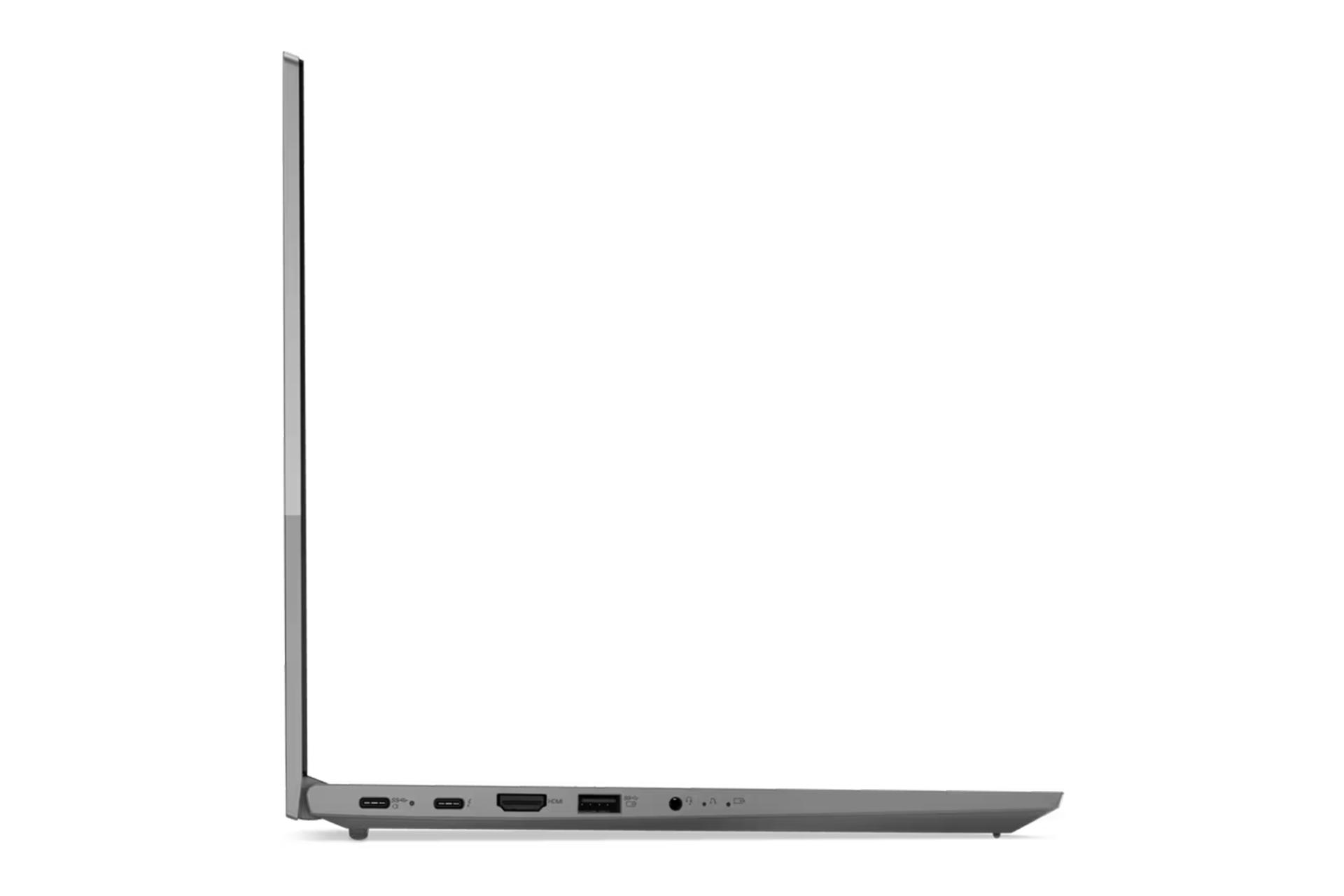 نمای لبه سمت چپ لپ تاپ ThinkBook 15 G2 ITL لنوو با نمایش درگاه های لبه سمت چپ و ضخامت نمایشگر