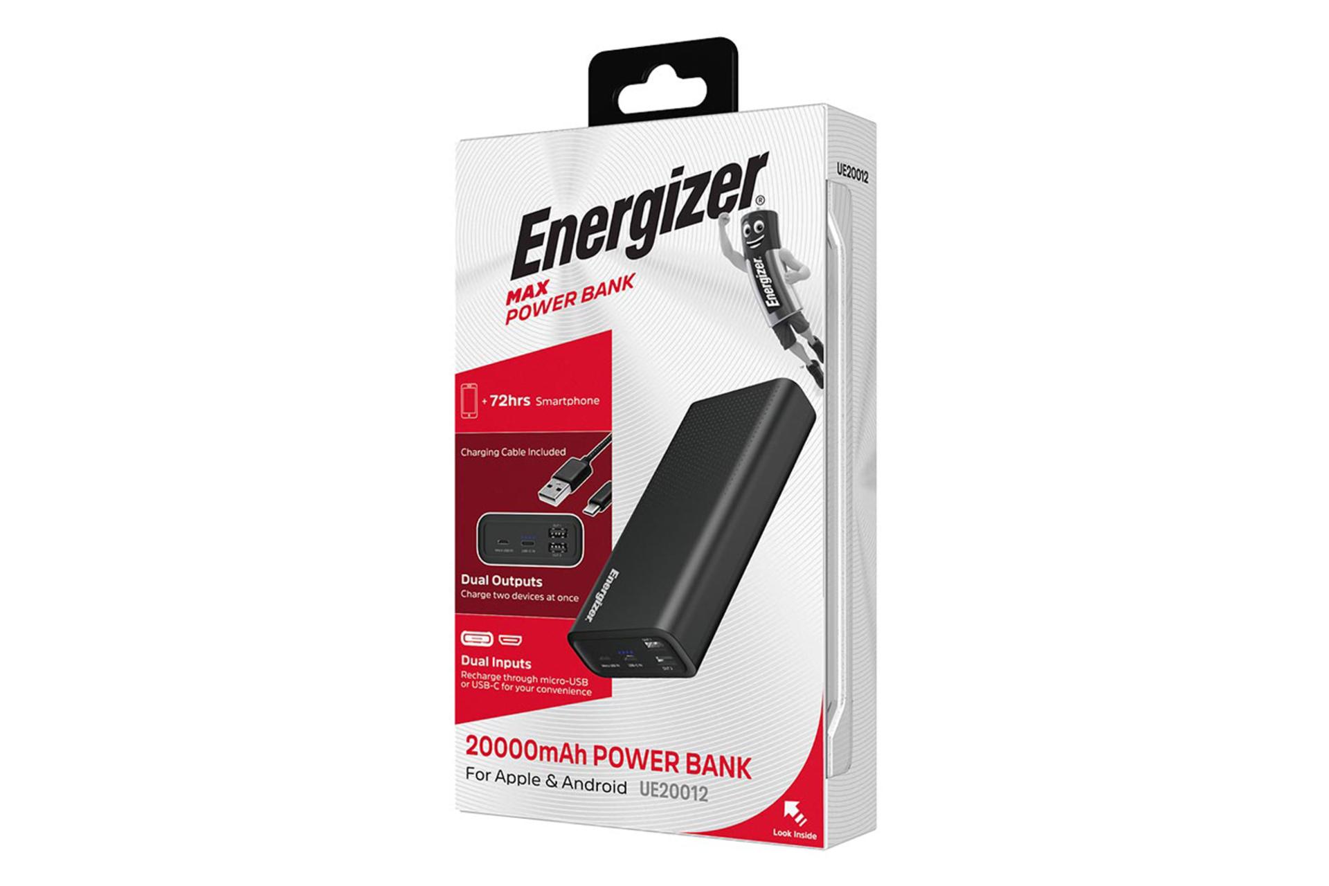 نمای بسته‌بندی انرجایزر UE20012 20000mAh 