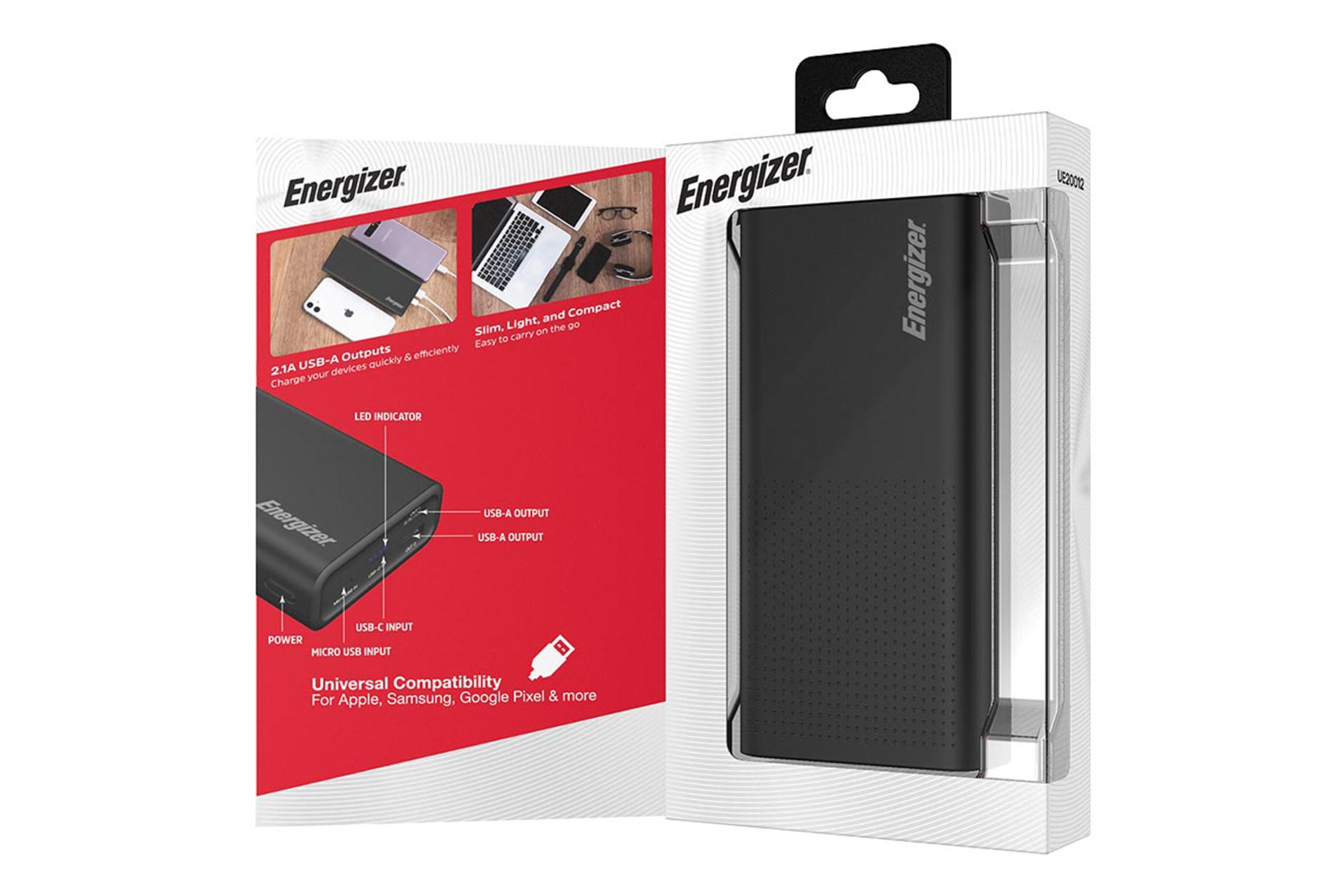 نمای بسته‌بندی پاوربانک انرجایزر UE20012 20000mAh 