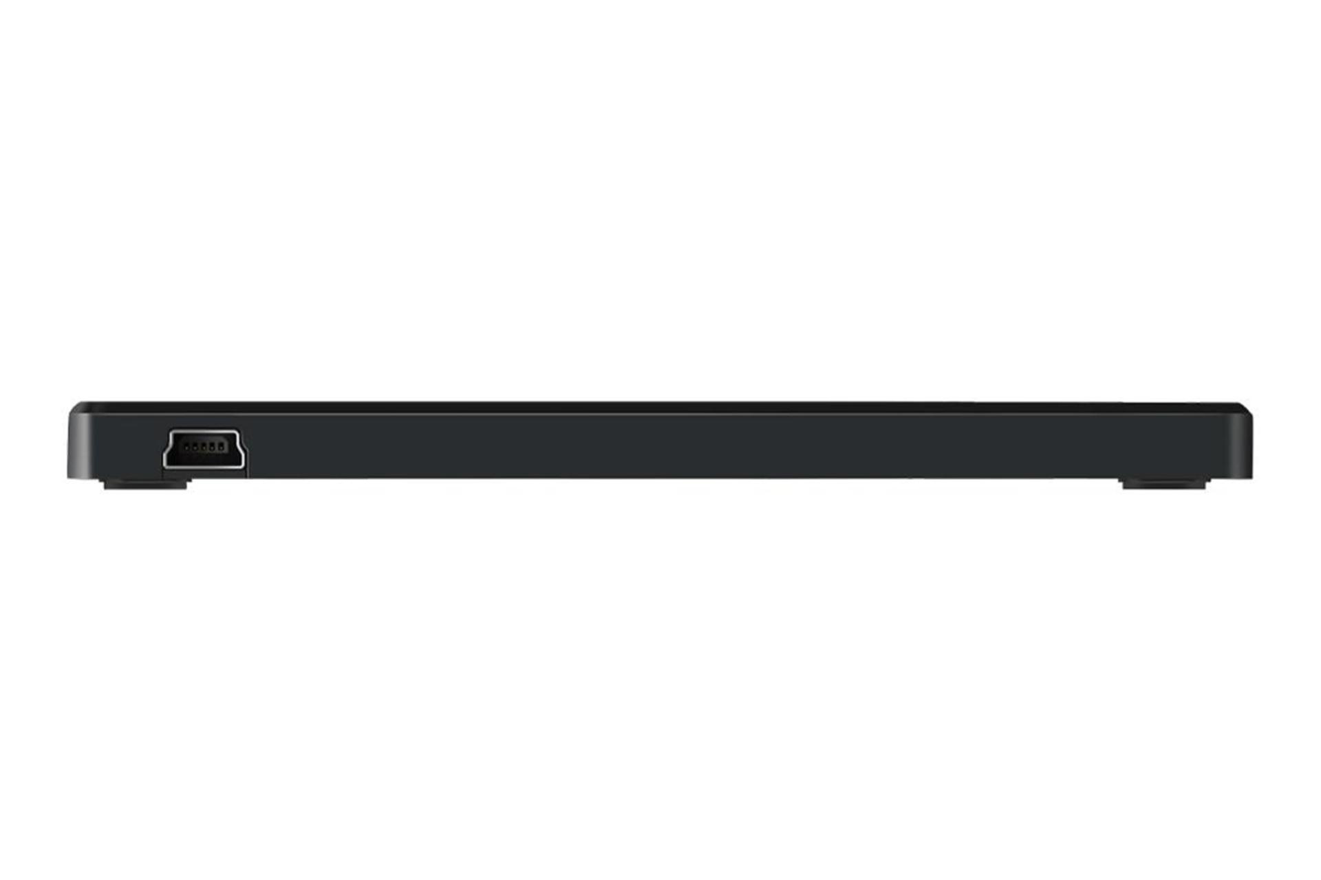 نمای لبه‌ی سمت چپ قلم نوری هویون اینسپروی 420 با تمرکز روی درگاه USB و نمایش پایه‌ها و ضخامت تبلت