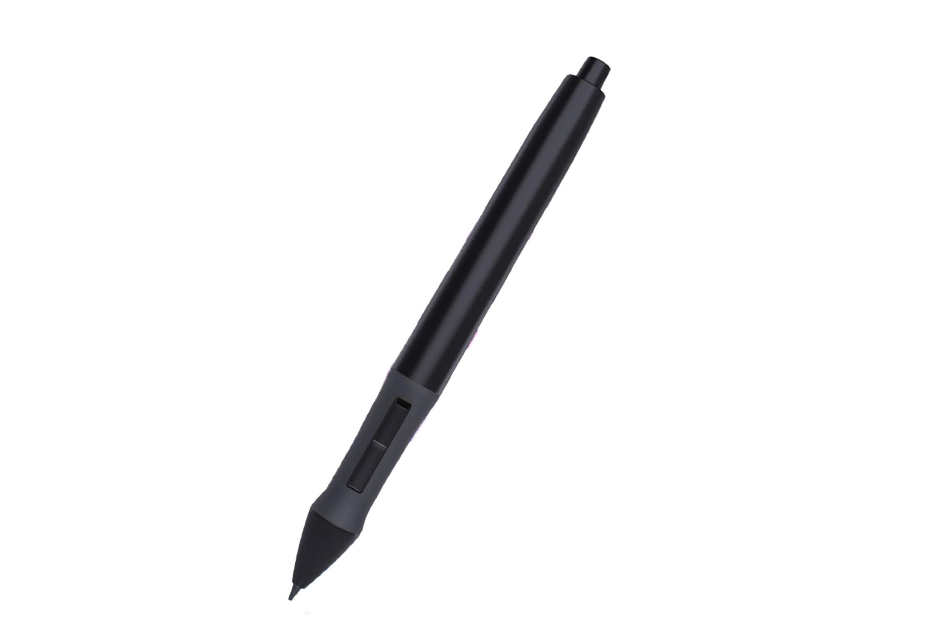 نمای قلم همراه با قلم نوری هویون اینسپروی 420 با تمرکز روی درگاه USB با نمایش دکمه های روی قلم